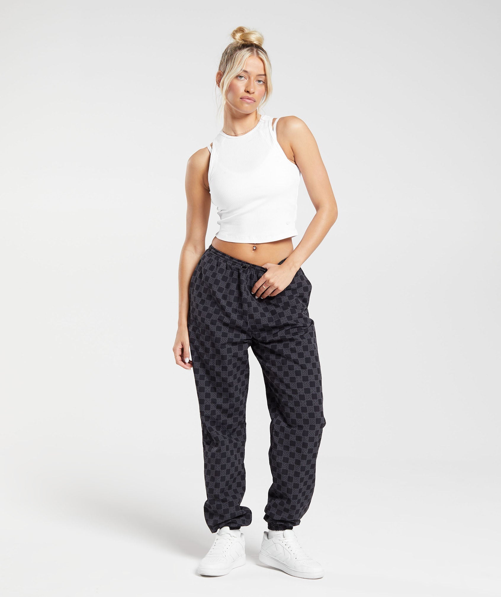 Monogram Woven Joggers in Onyx Grey - view 4