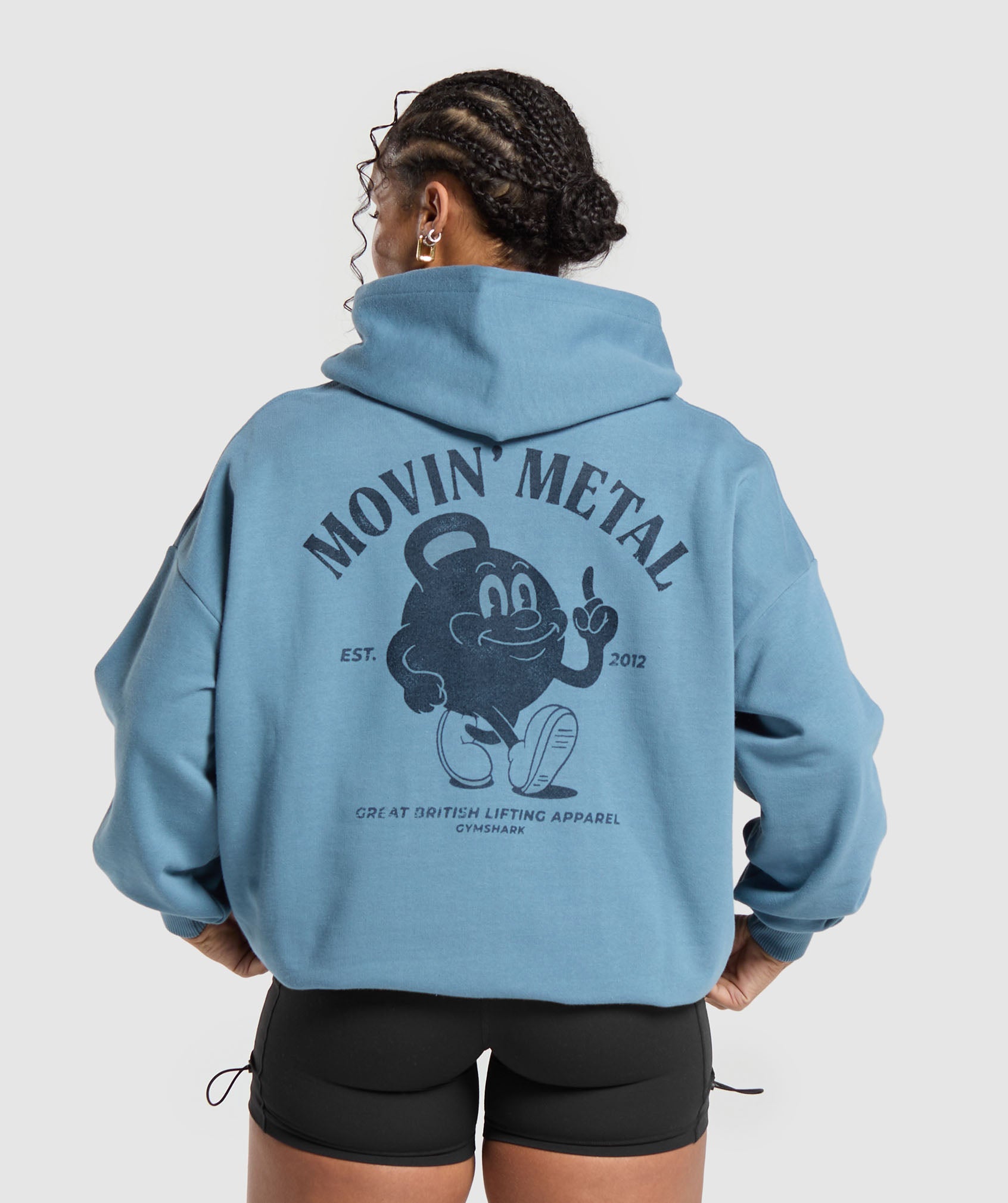 Movin' Metal GFX Hoodie in Faded Blue - view 1