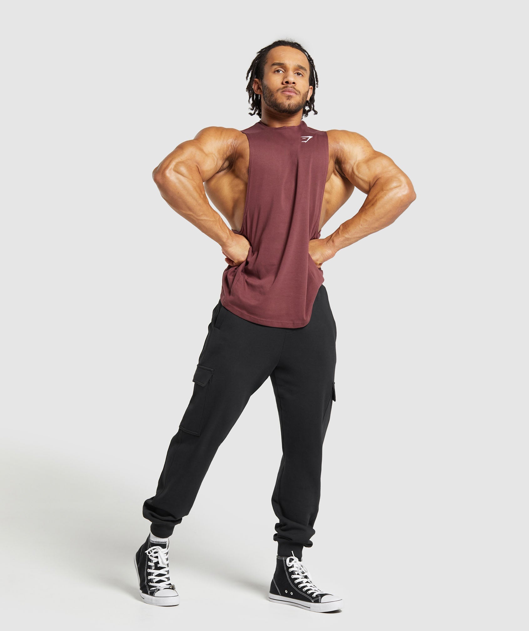 React Drop Arm Tank in Burgundy Brown - view 4