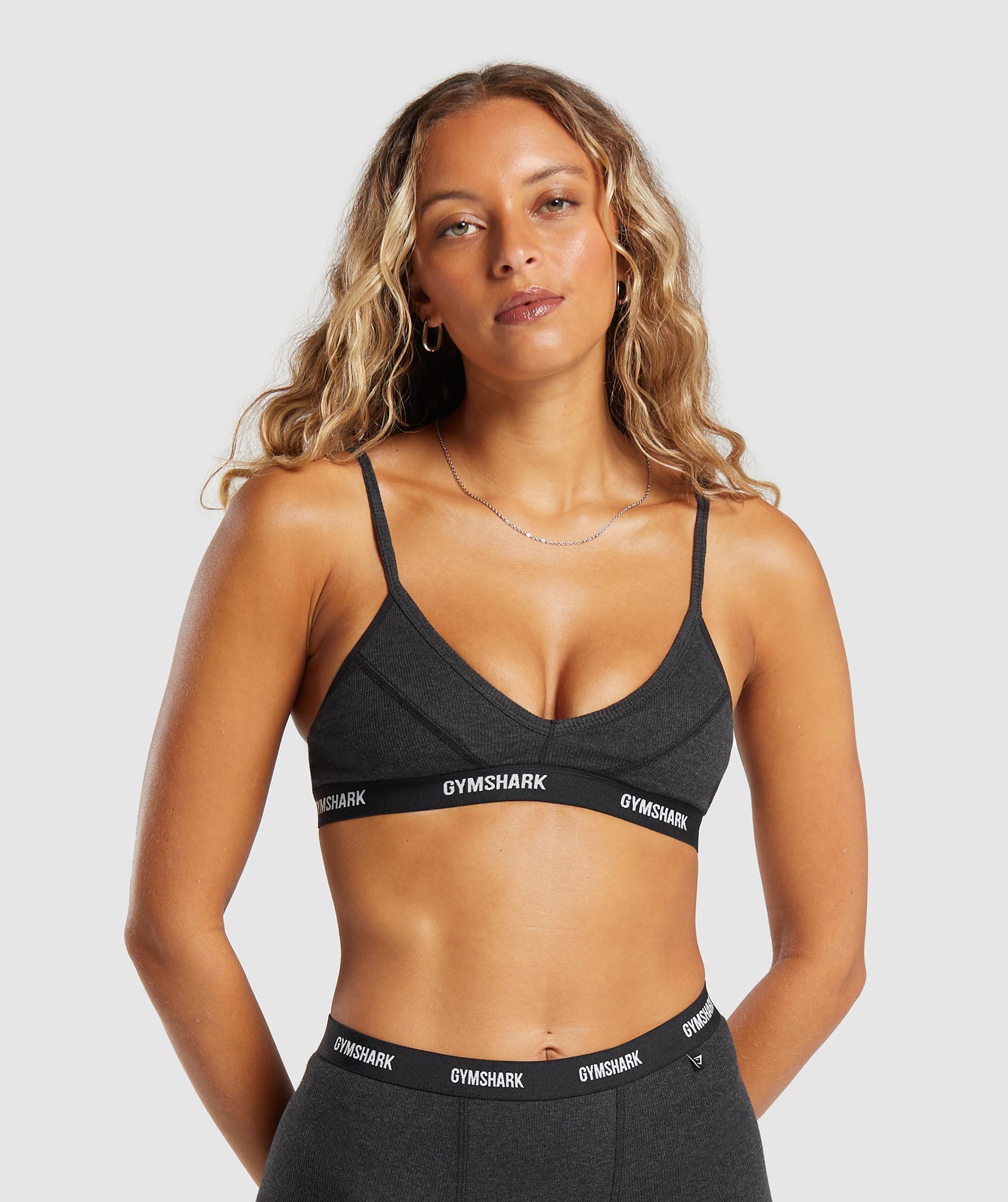 Rib Bralette in Midnight Black Marl