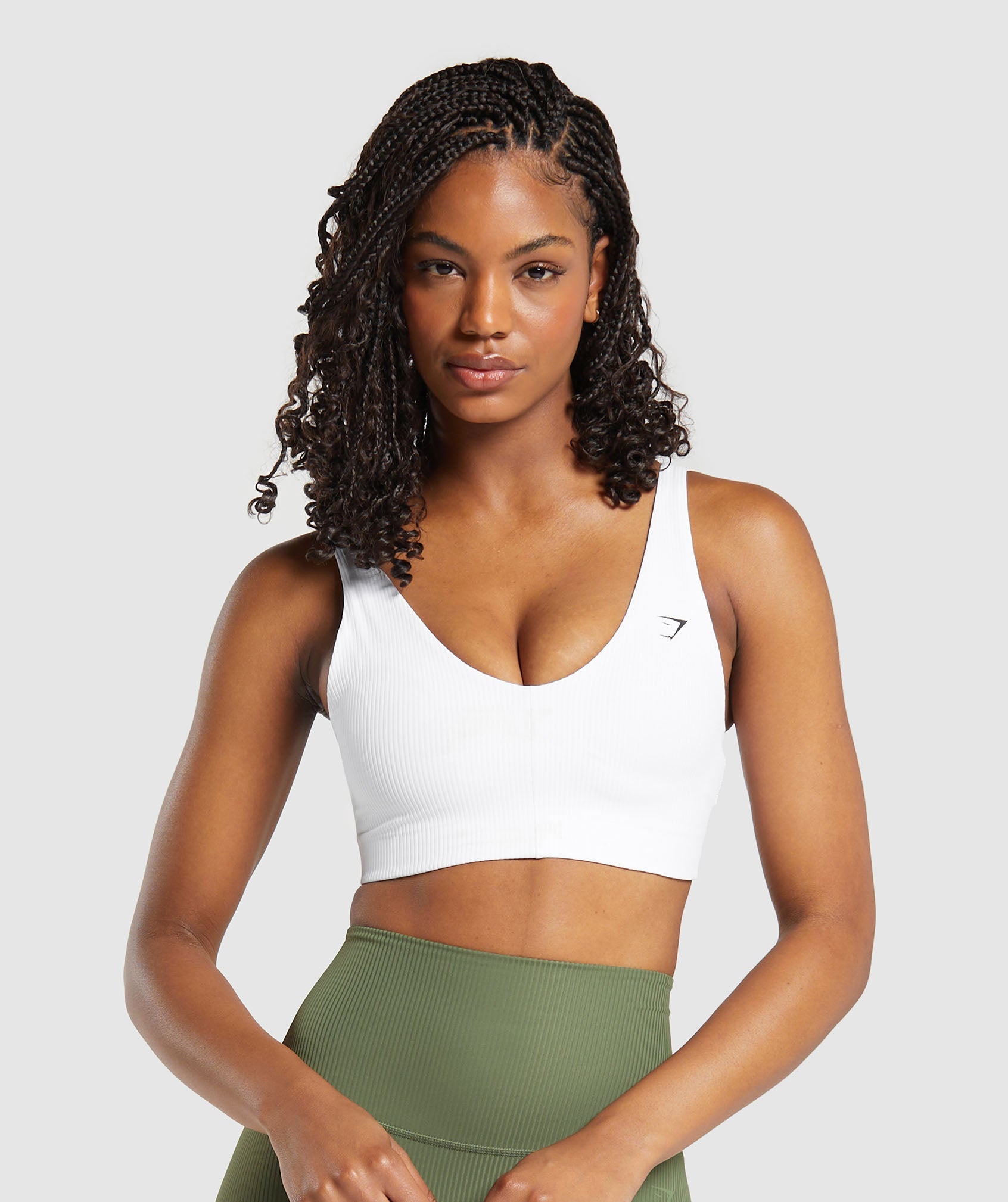 Ribbed Sports Bra in White - view 1