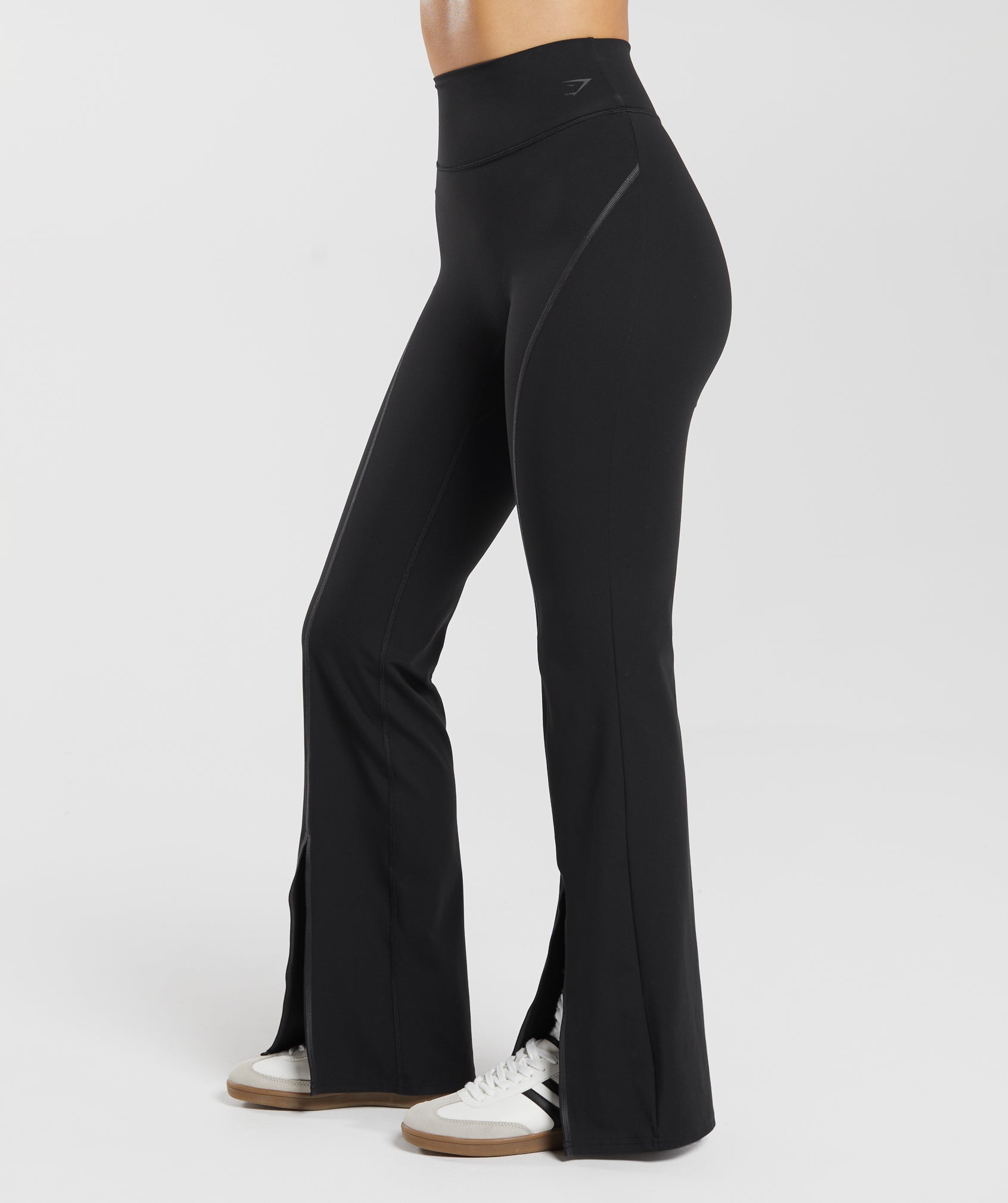 Split Flared Leggings in Black - view 3