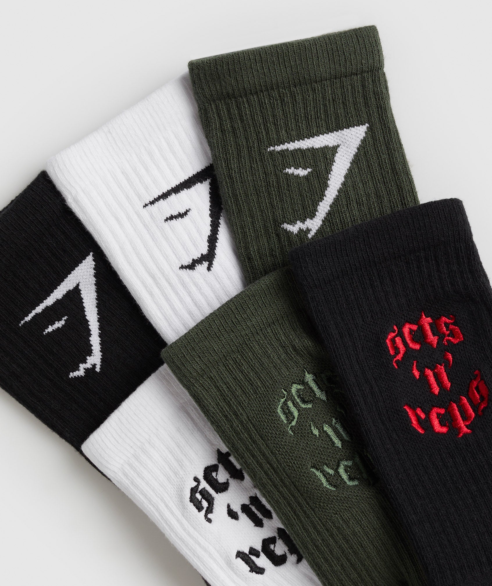 Sets and Reps 3pk Crew Socks in White/Winter Olive/Black - view 2