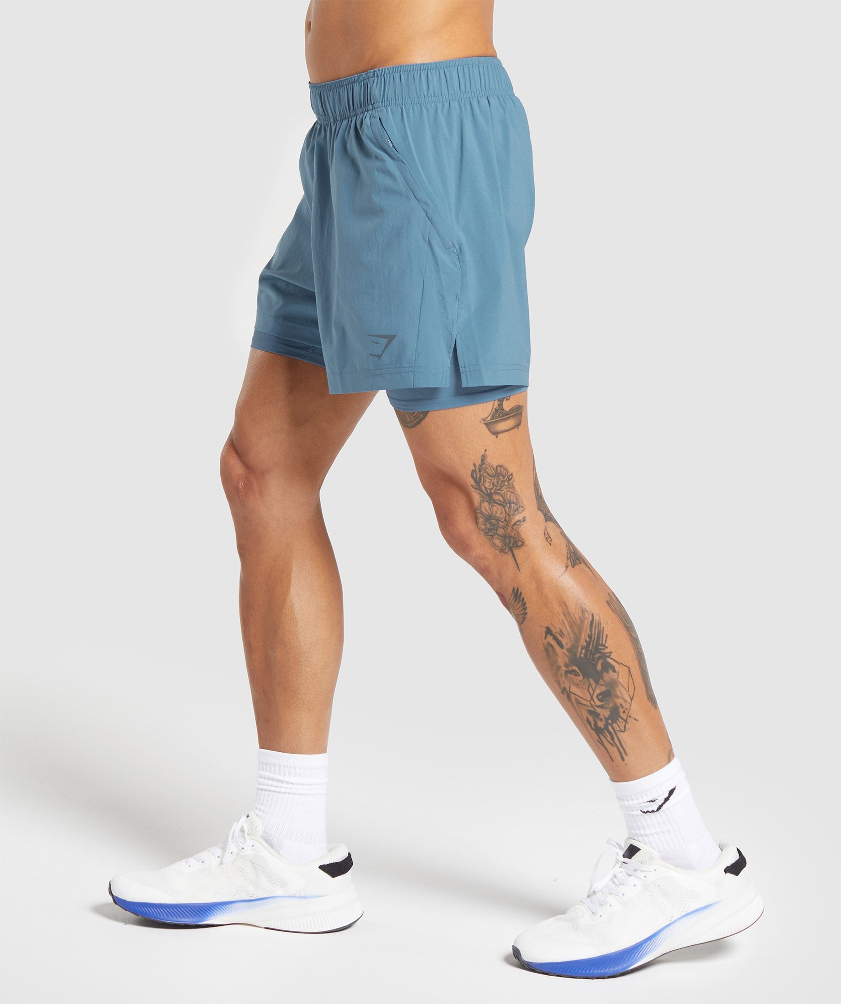 Sport 5" 2 in 1 Shorts in Faded Blue/Faded Blue - view 3