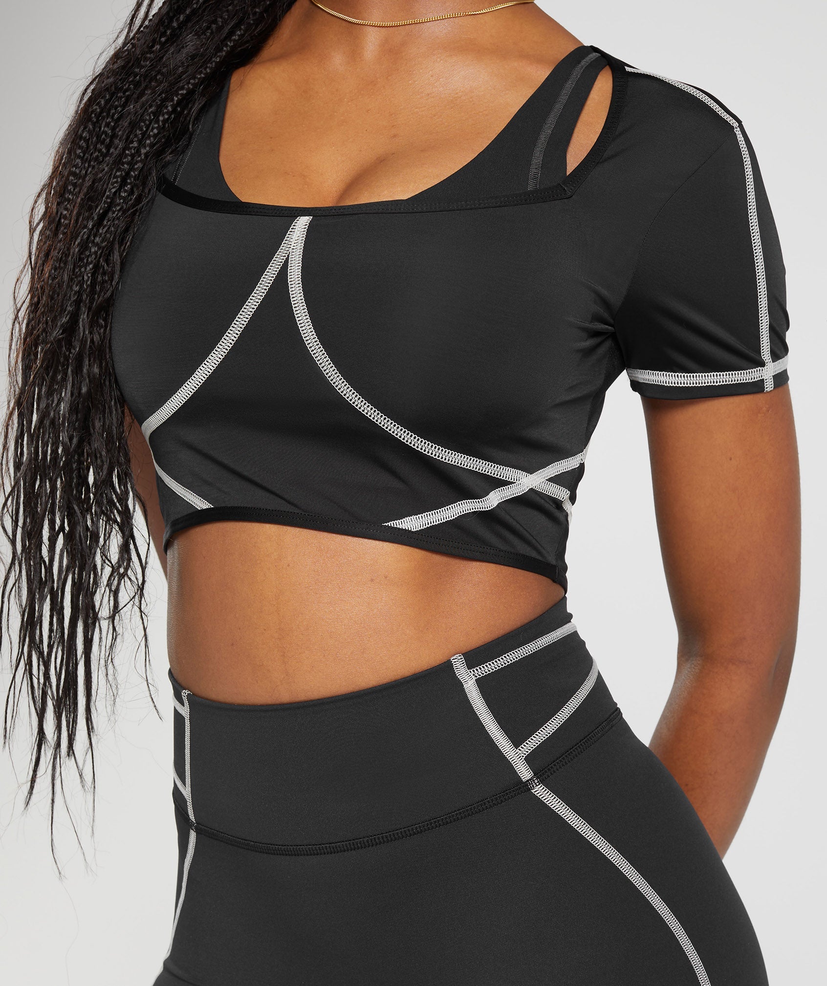 Stitch Feature Crop Top in Black - view 6