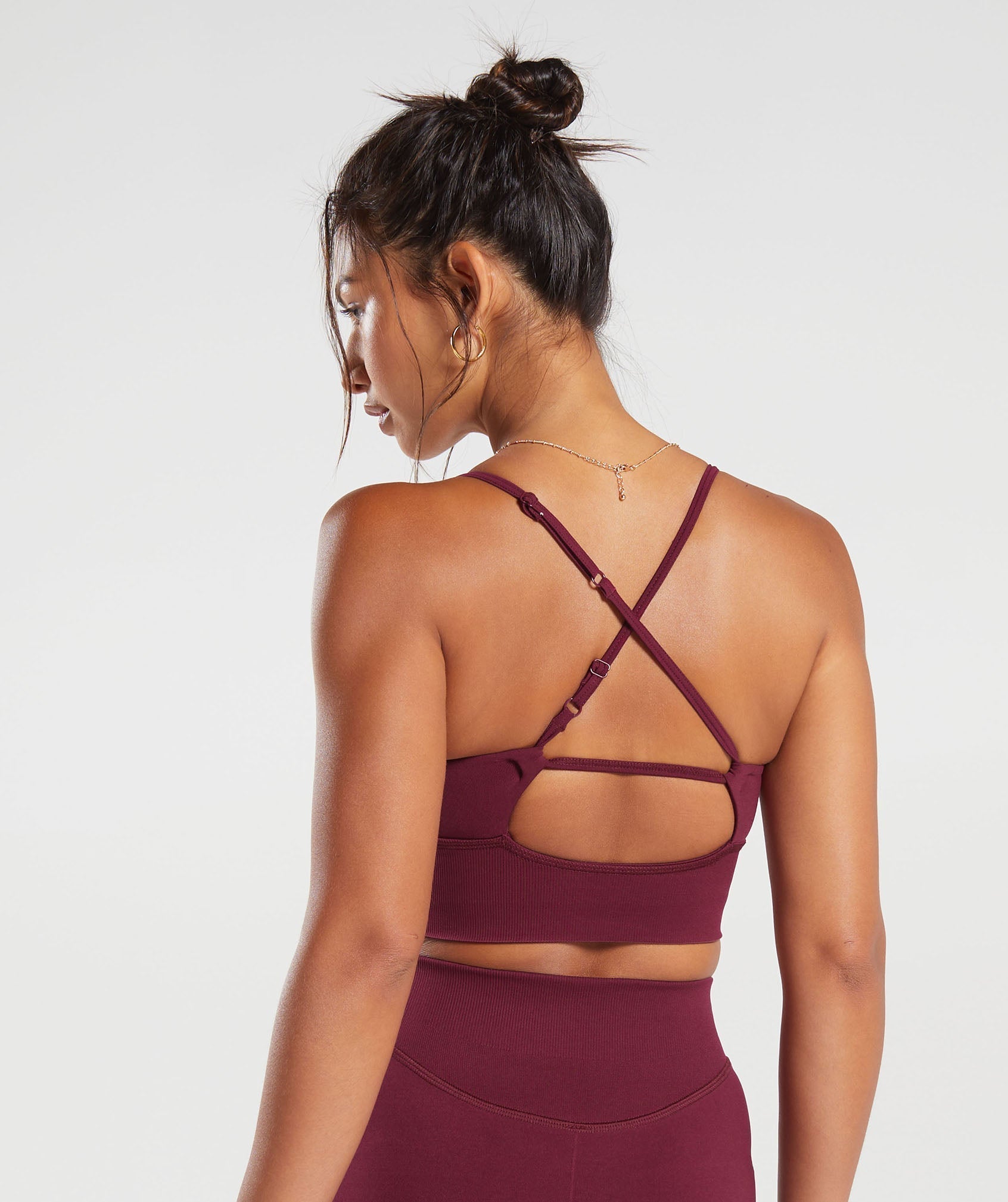 Sweat Seamless Longline Sports Bra in Plum Pink - view 2