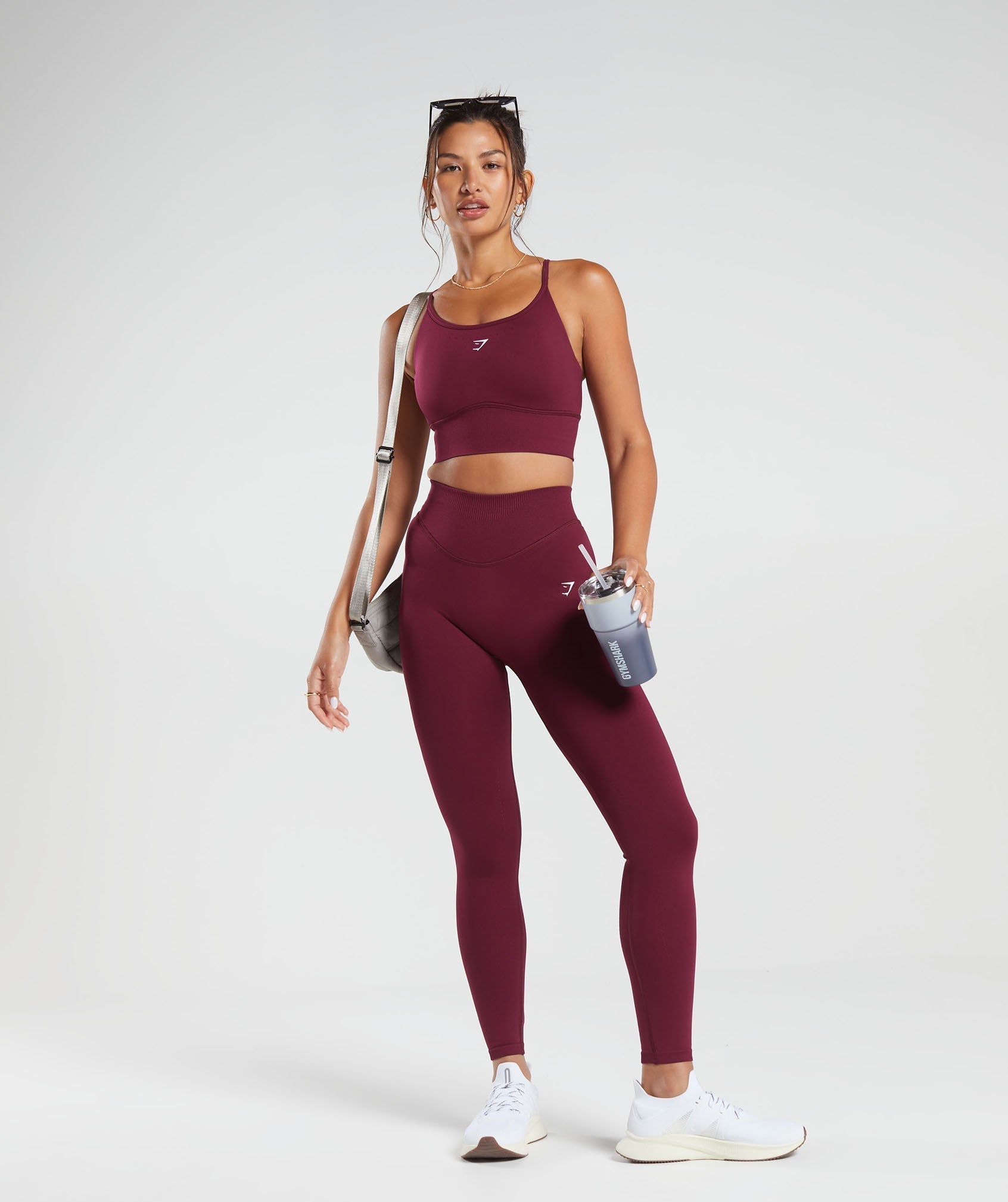 Sweat Seamless Longline Sports Bra in Plum Pink - view 4