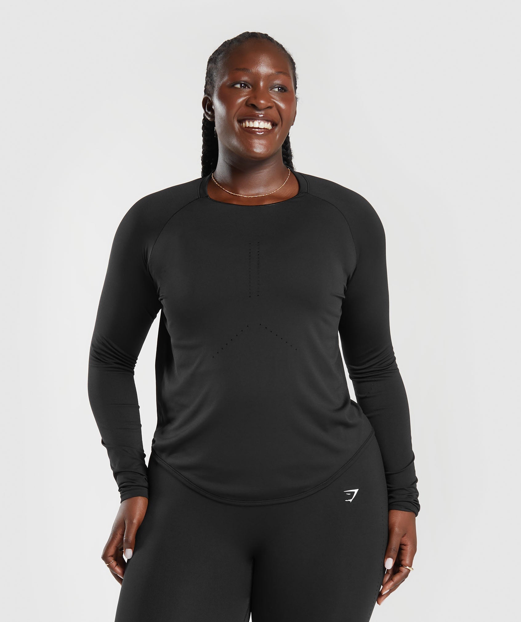 Sweat Seamless Long Sleeve Top in Black - view 7