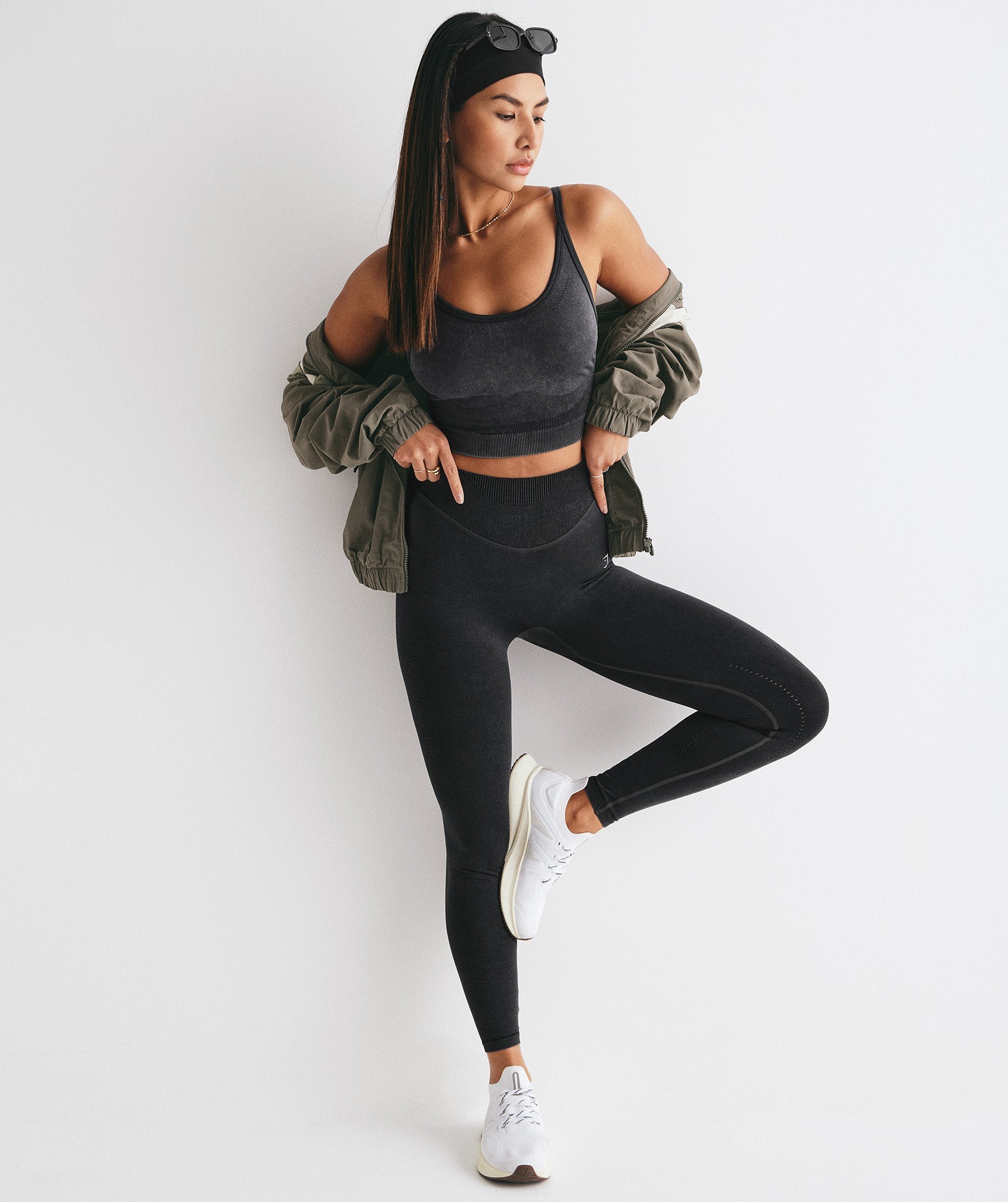 Sweat Seamless Washed Midi Tank in Black - view 4