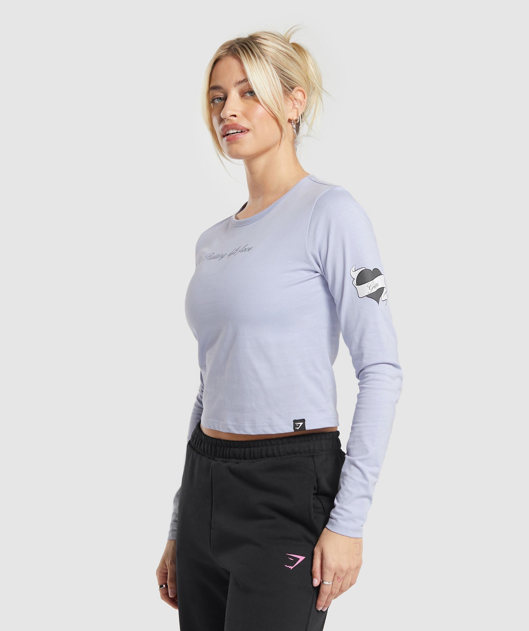 Tattoo Midi Long Sleeve T-Shirt in Silver Lilac - view 3