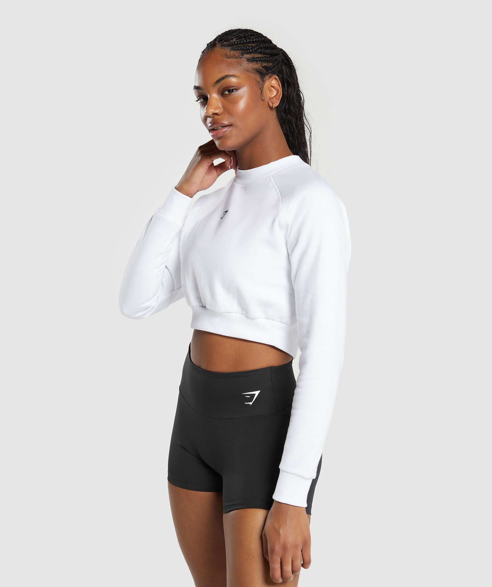 Training Fleece Cropped Sweatshirt in White - view 3