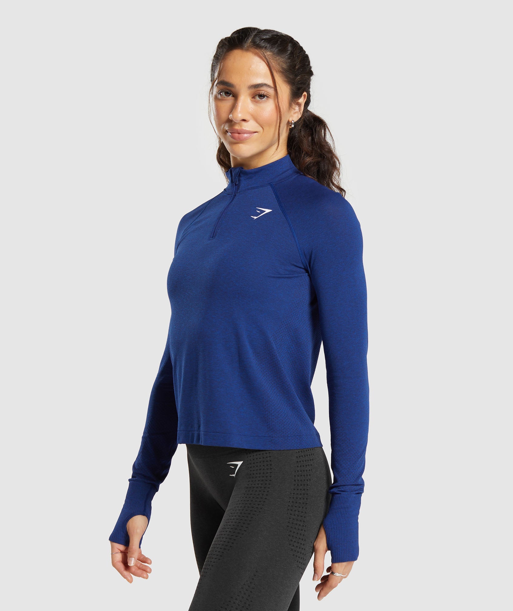 Vital Seamless 2.0 1/4 Zip in Stellar Blue Marl - view 3