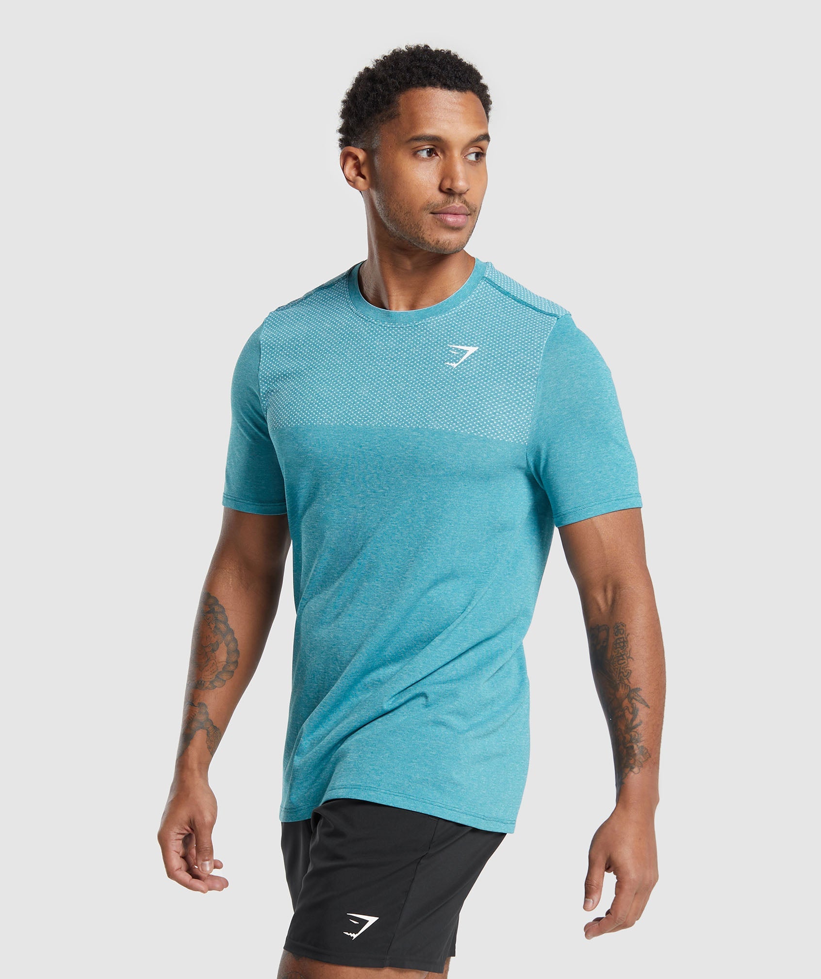 Vital Seamless T-Shirt in Artificial Teal/White Marl - view 3