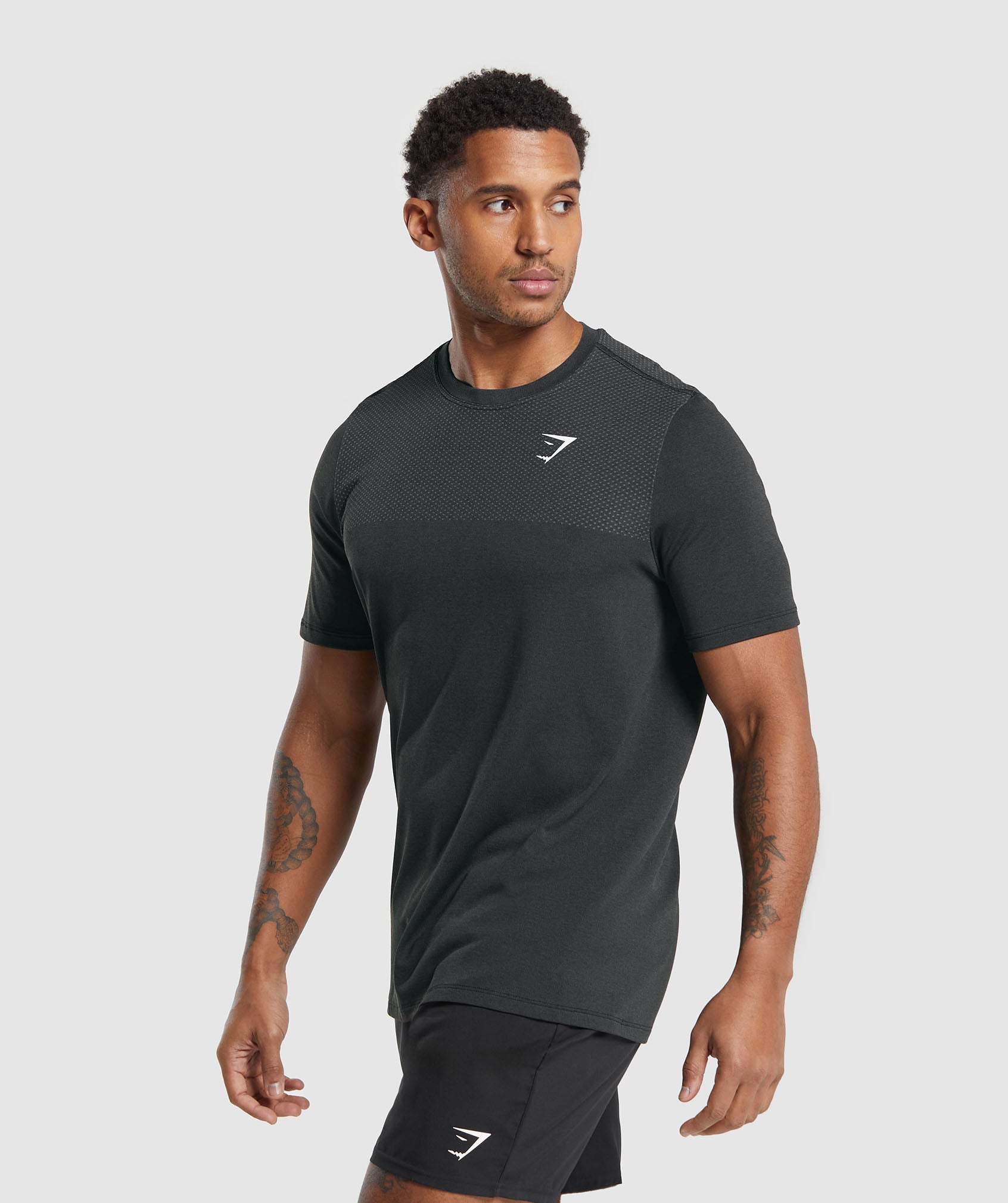 Vital Seamless T-Shirt in Black/Medium Grey Marl - view 3