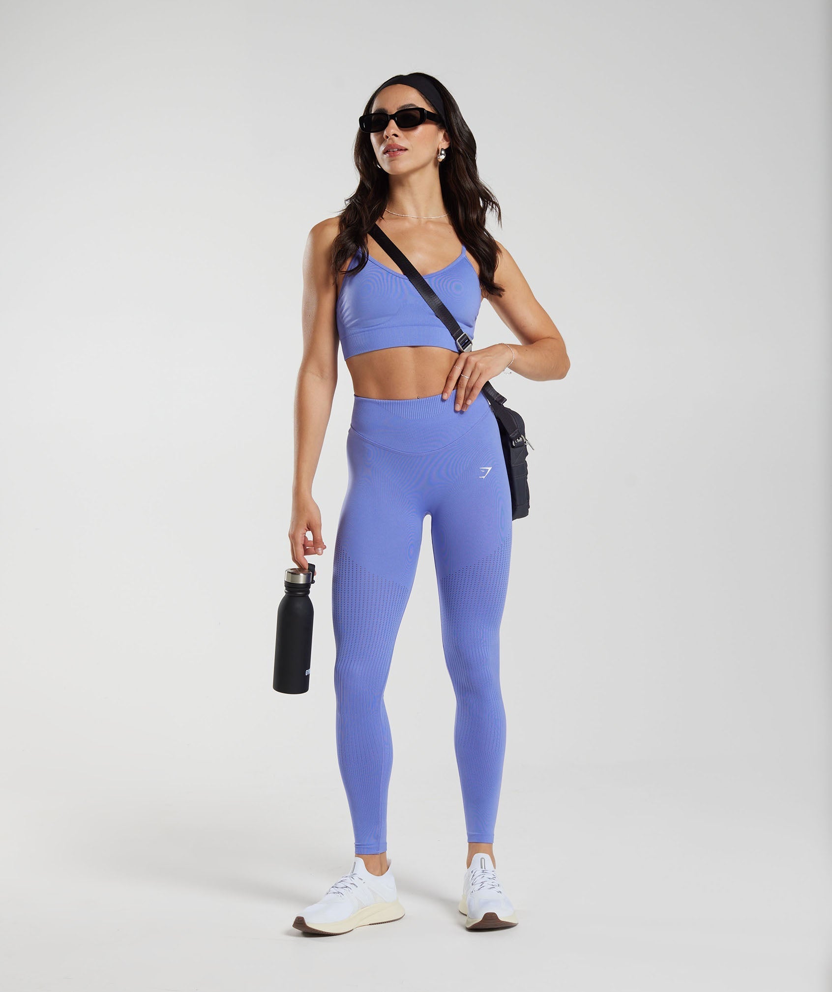 Sweat Seamless Mesh Leggings in Grape Blue