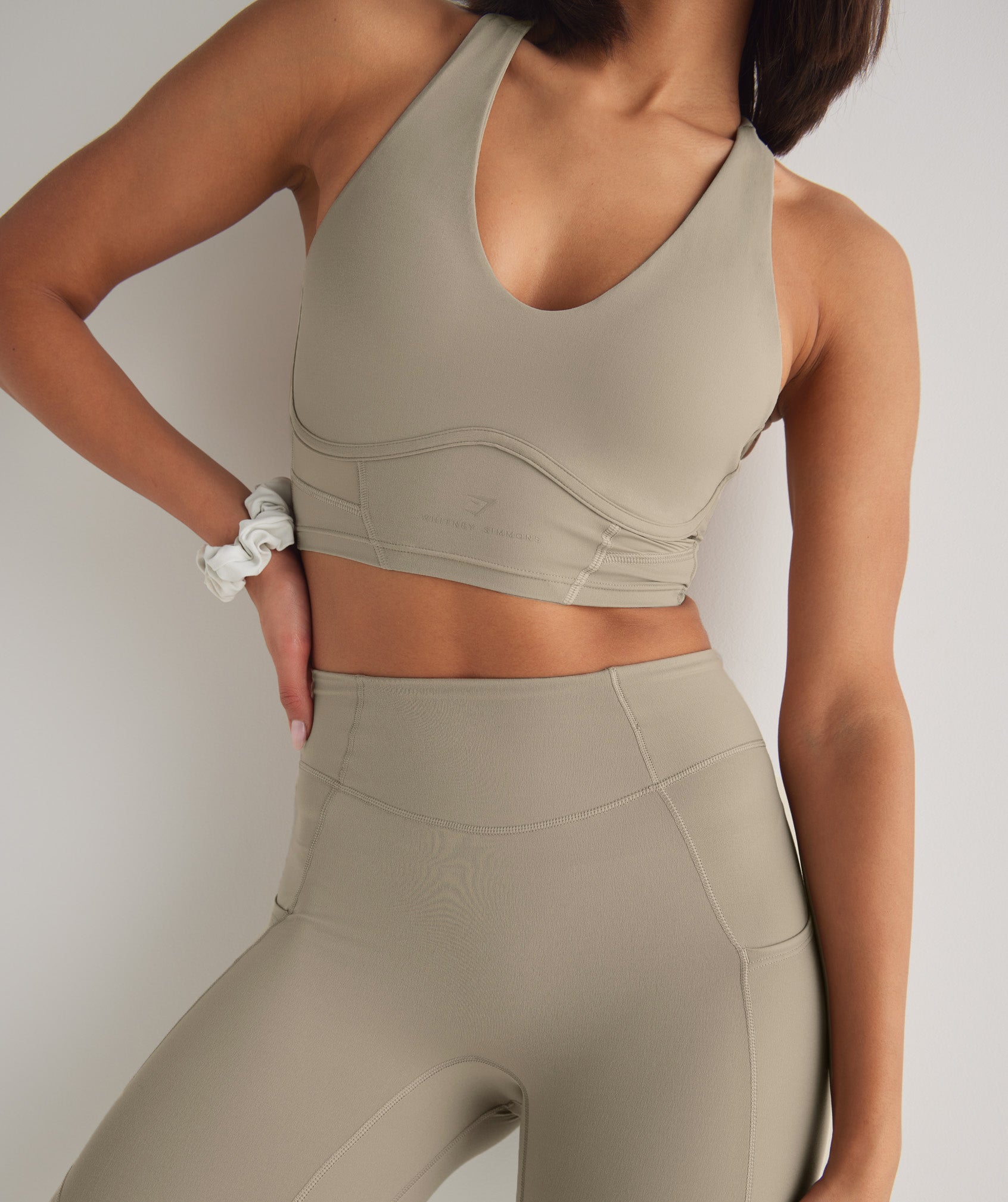 Whitney Longline Bra in Cement Brown