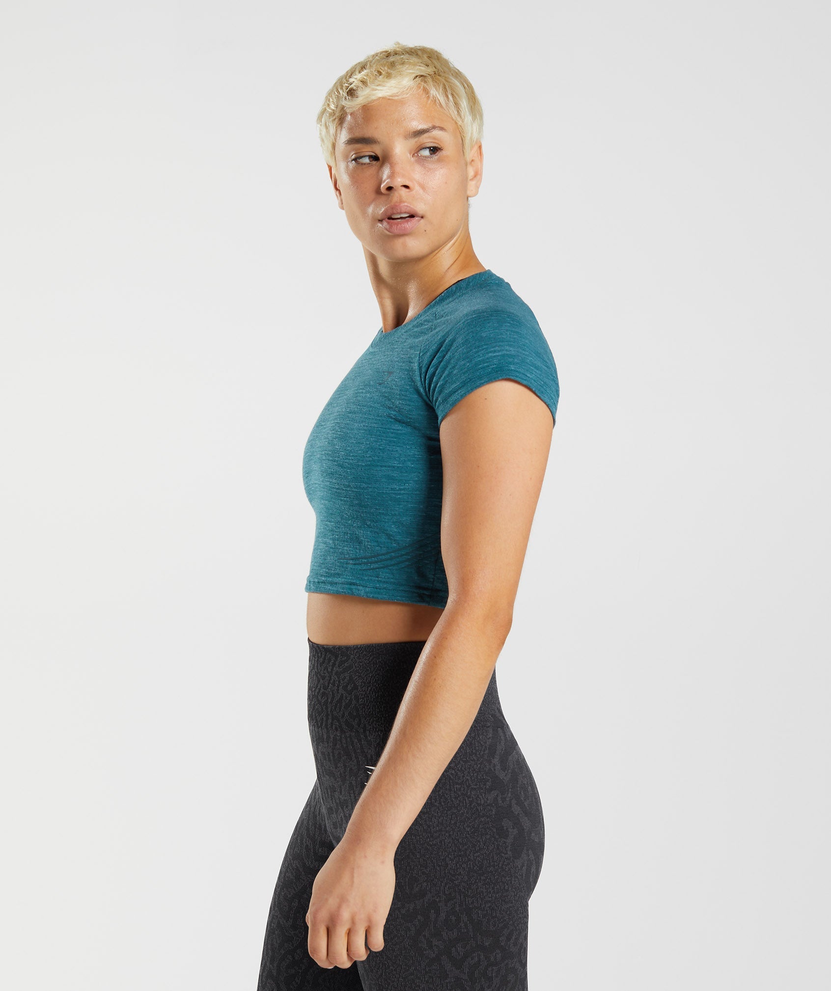 315 Crop Top in Winter Teal/Pearl Blue Marl