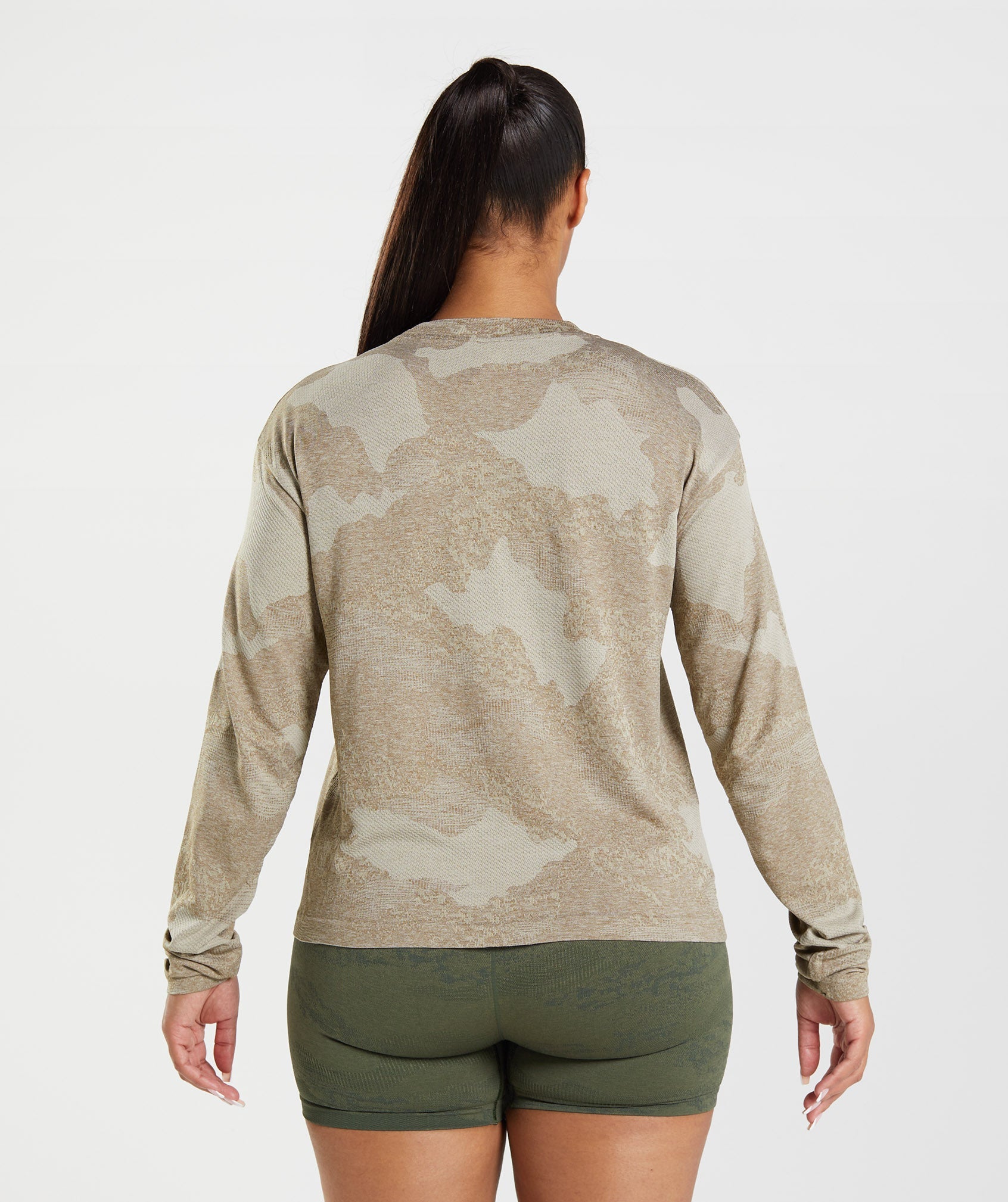 Adapt Camo Seamless Long Sleeve Top in  Pebble Grey/Soul Brown - view 2