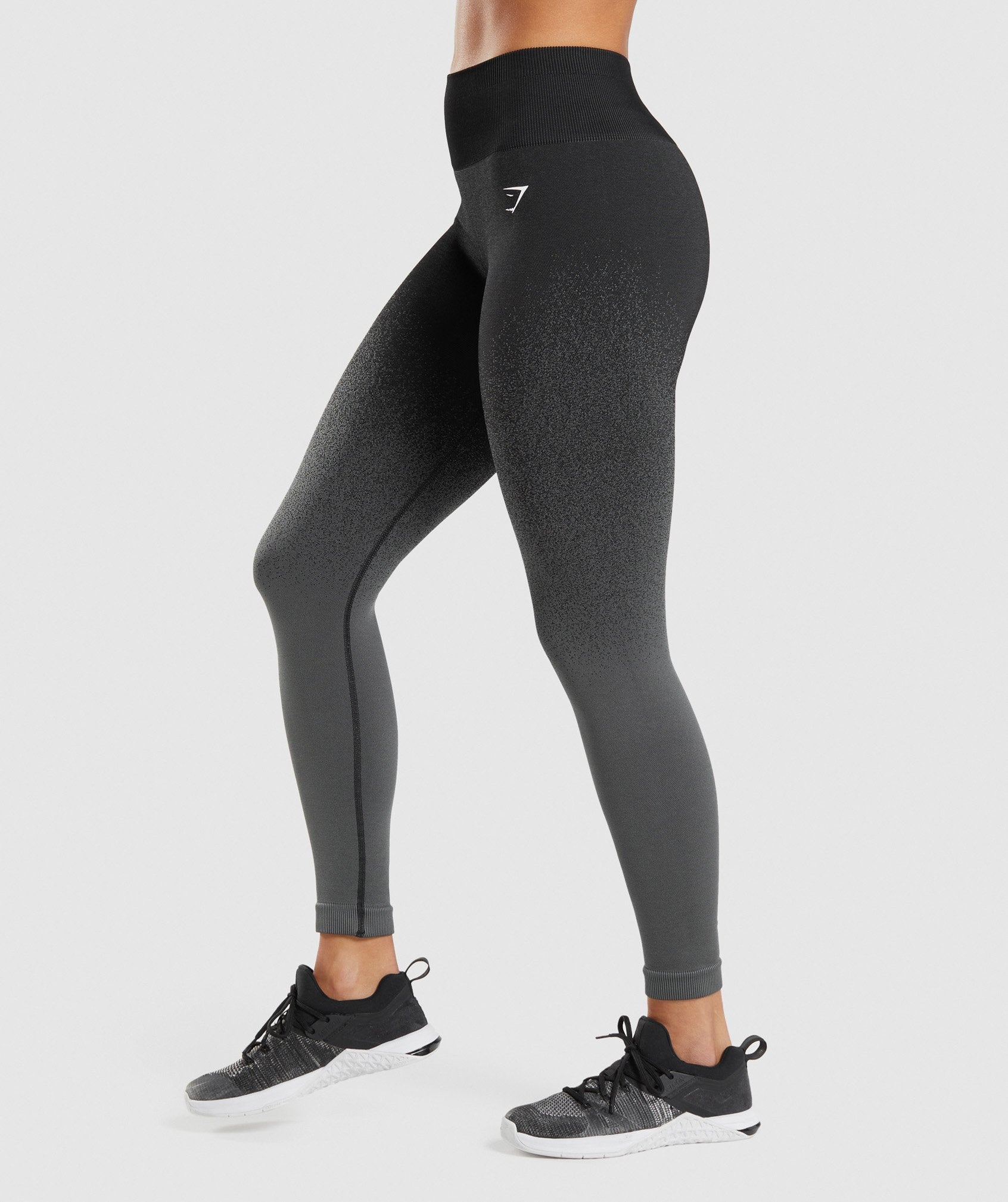 Gymshark High Fit Black Grey Women Adapt Ombre Seamless Leggings GLLG4120  BKM BK