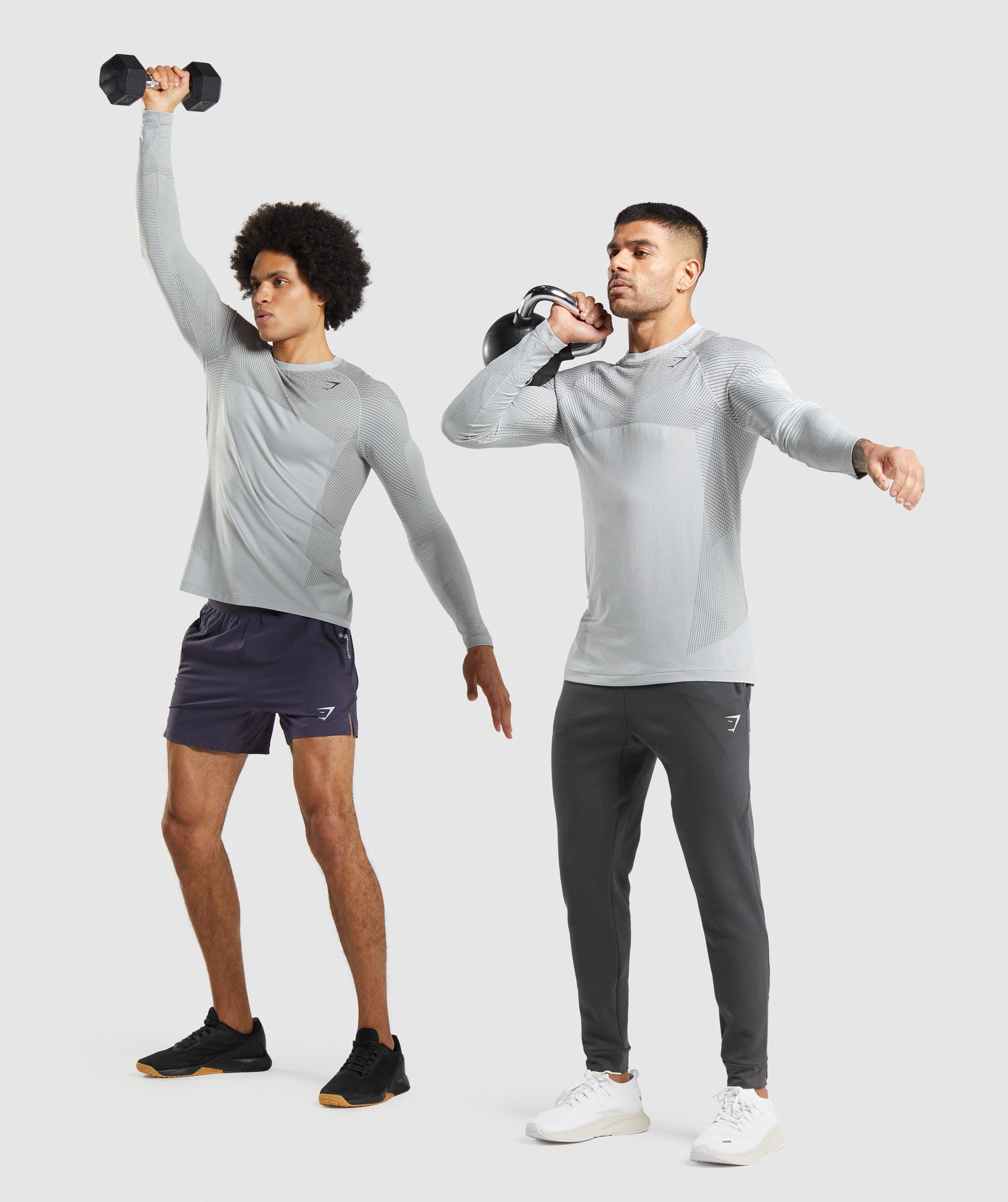 Apex Seamless Long Sleeve T-Shirt in Light Grey/Onyx Grey - view 4