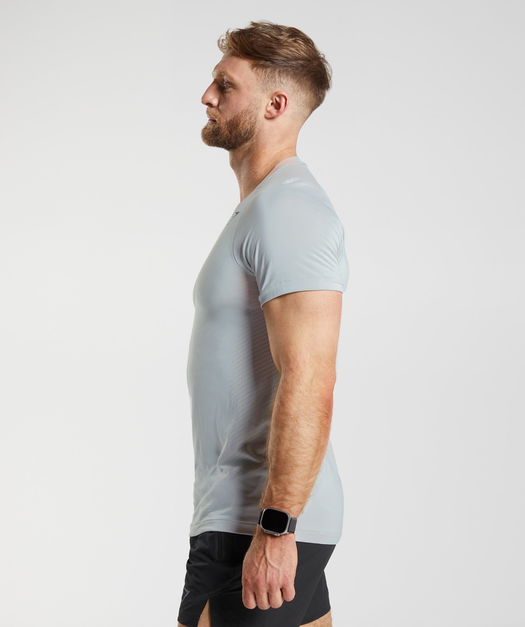 Apex Seamless T-Shirt in Light Grey/Fluo Peach