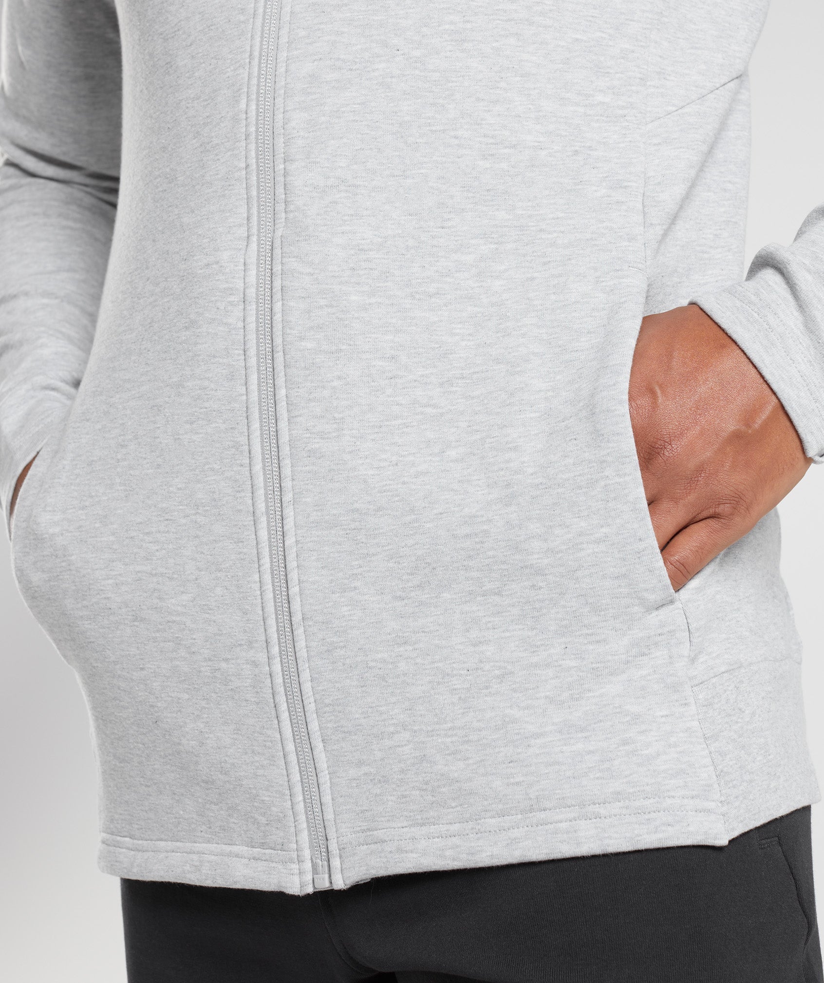 React Zip Hoodie in Light Grey Core Marl