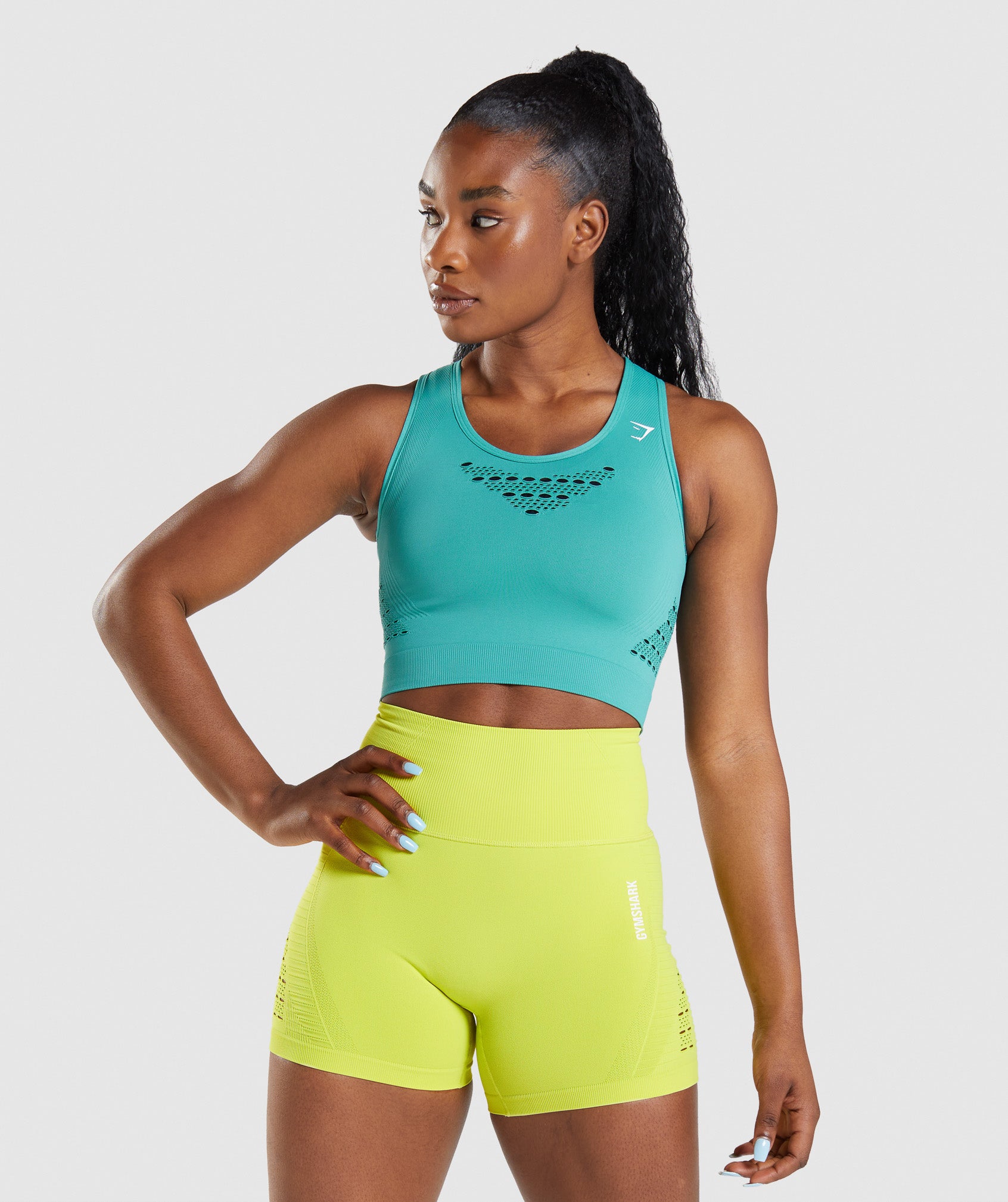 Energy Seamless Crop Top in Fauna Teal - view 1