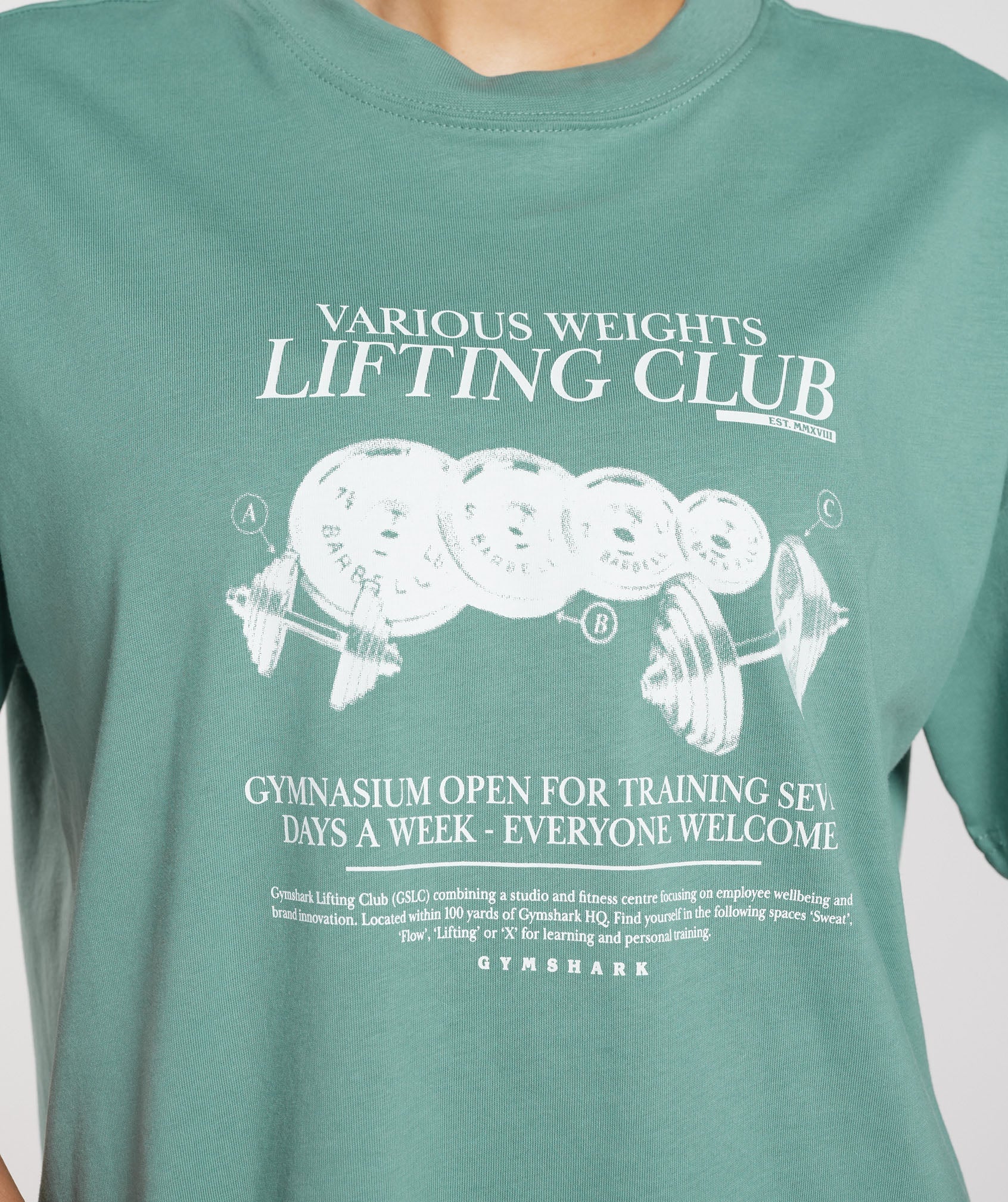 Lifting Graphic Oversized T-Shirt in Ink Teal