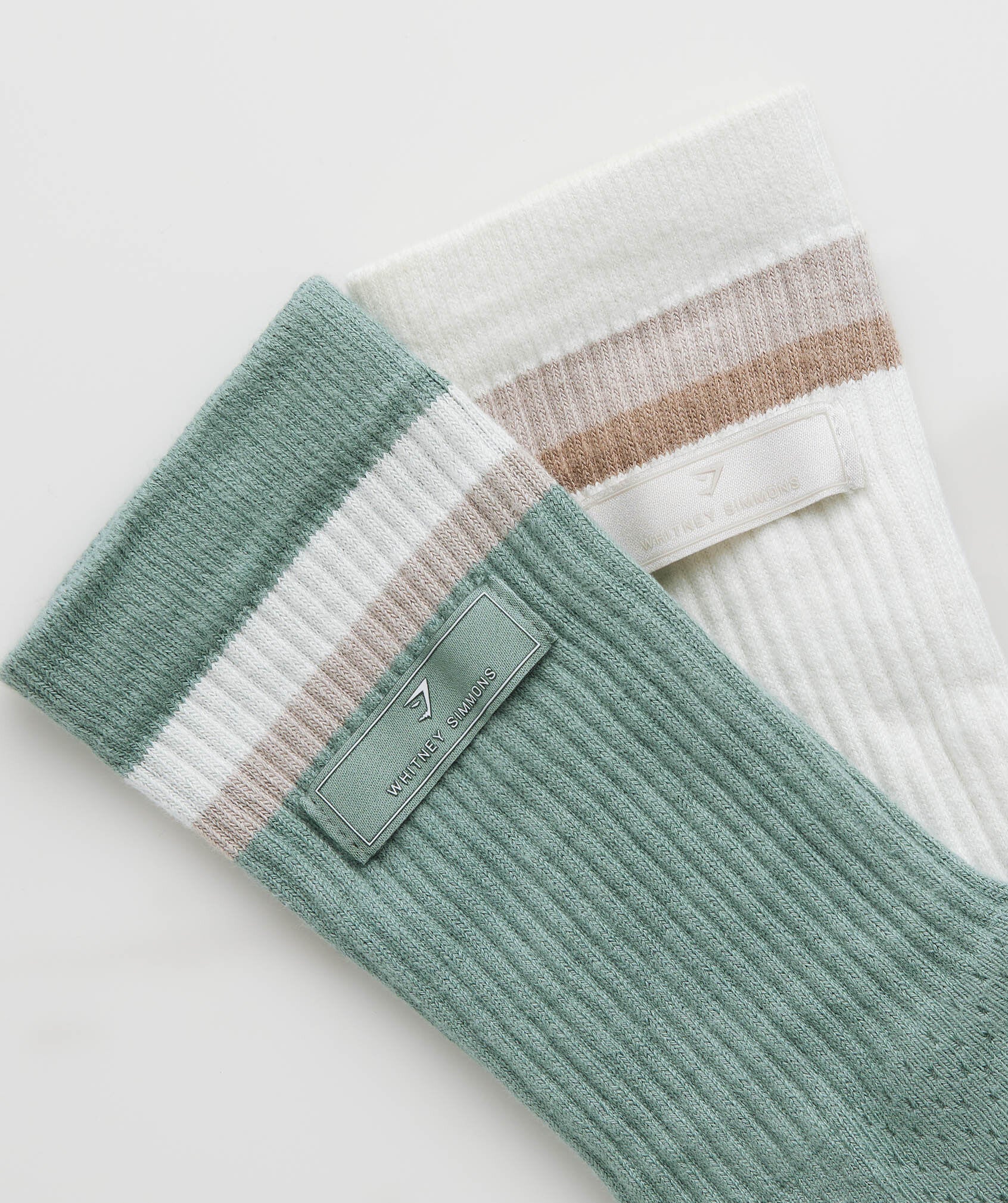 Whitney Crew Socks in Skylight White/Cozy Grey/Cement Brown/Leaf Green