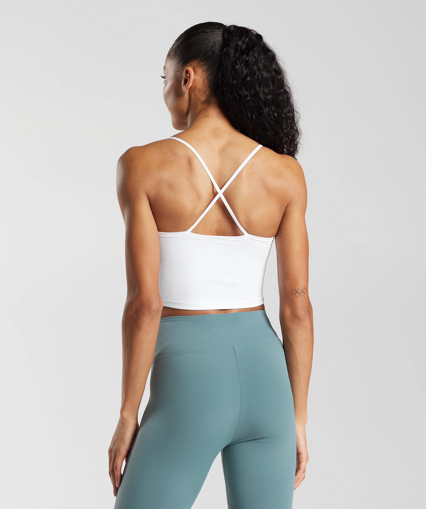 Strappy Crop Cami Tank in White