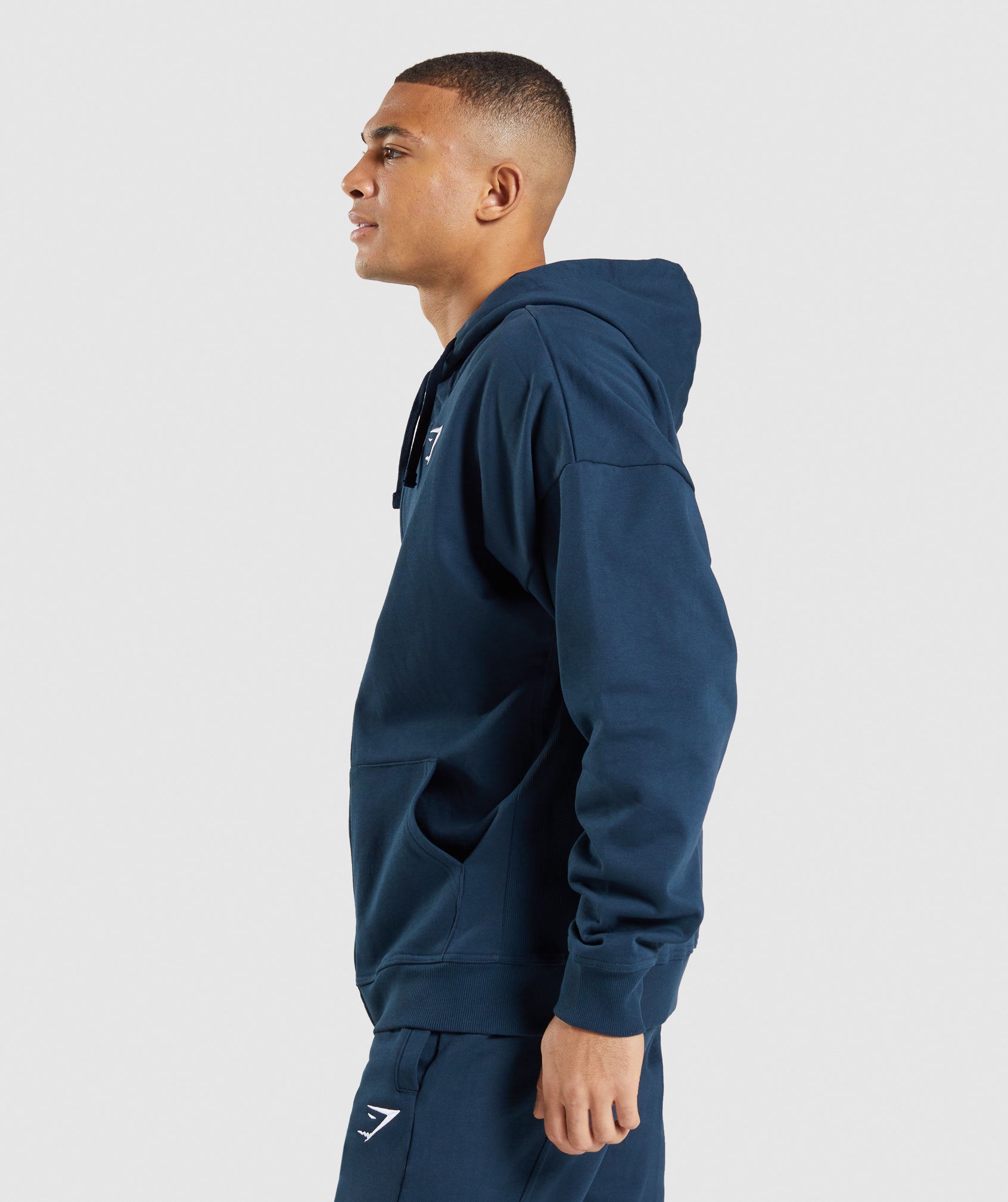 Essential Oversized Zip Up Hoodie in Navy