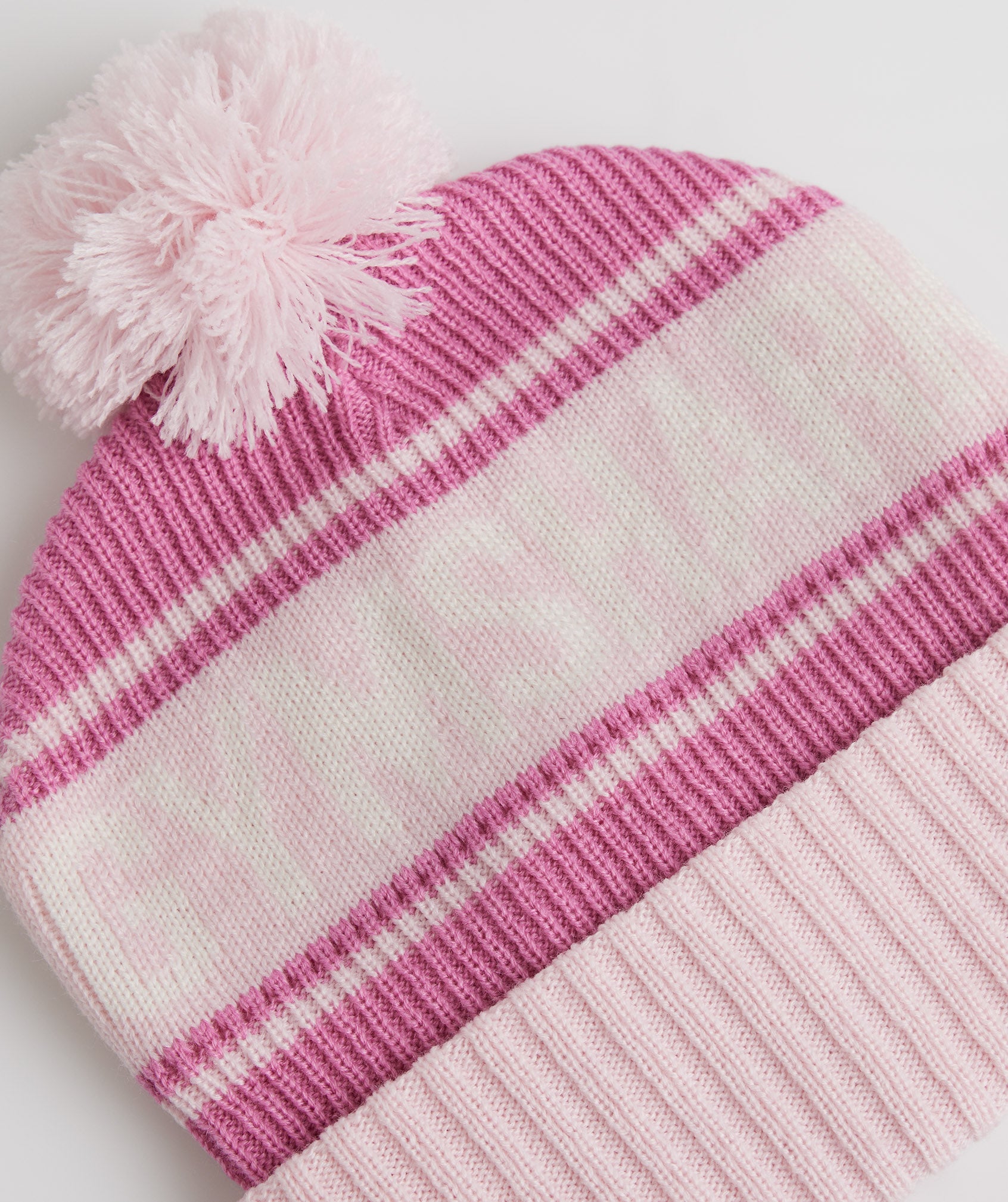 Pom Beanie in Blossom Pink/Sweet Pink/White