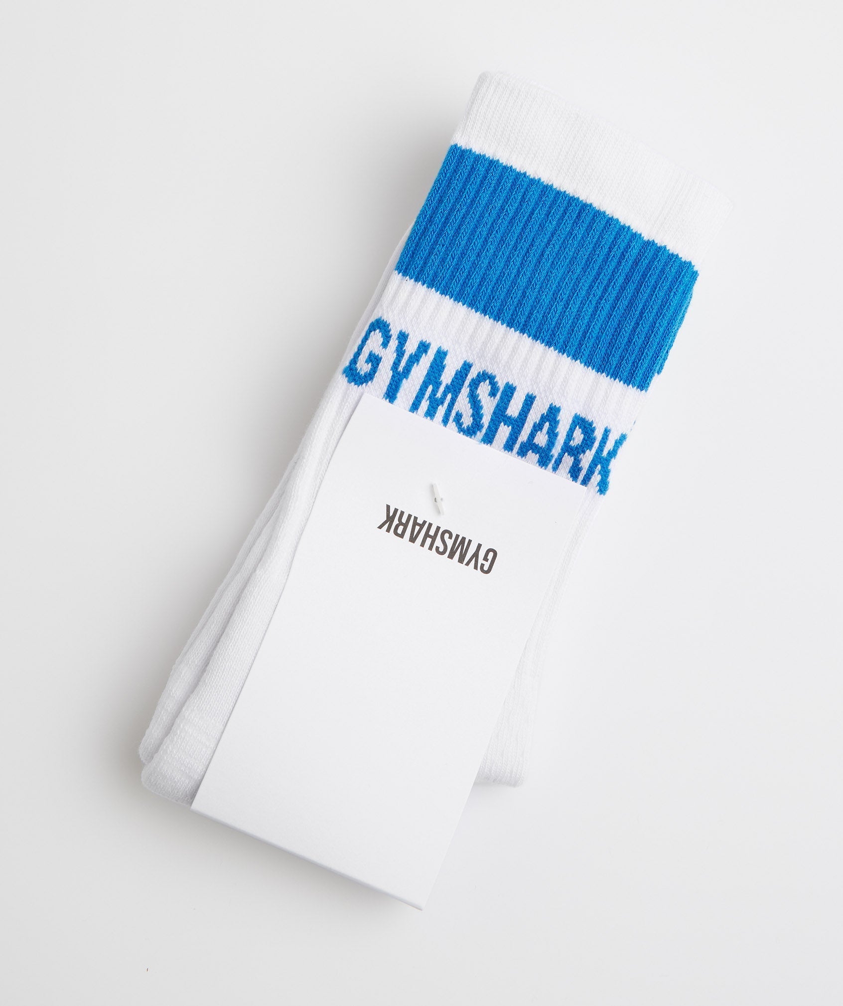Premium Jacquard Single Socks in White/Meridian Blue