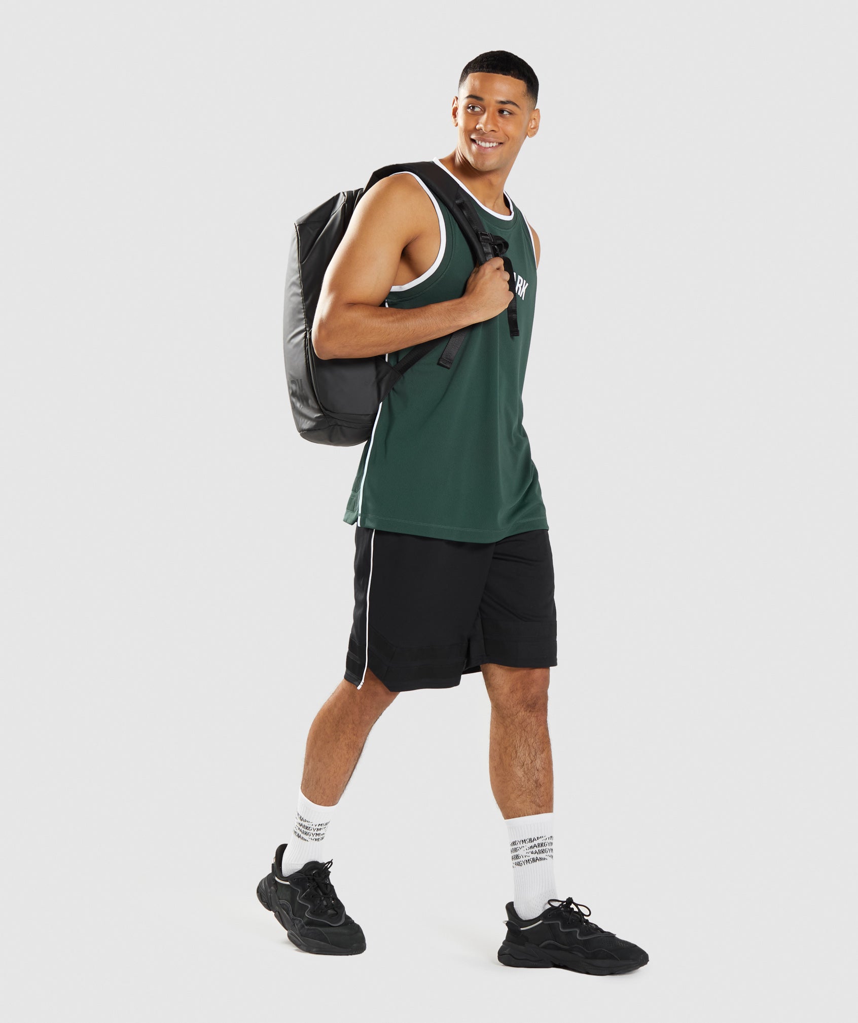Recess Basketball Tank in Obsidian Green/White - view 4