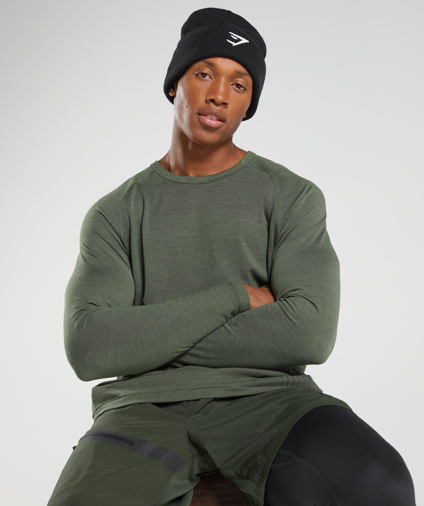 Retake Seamless Long Sleeve T-Shirt in Core Olive