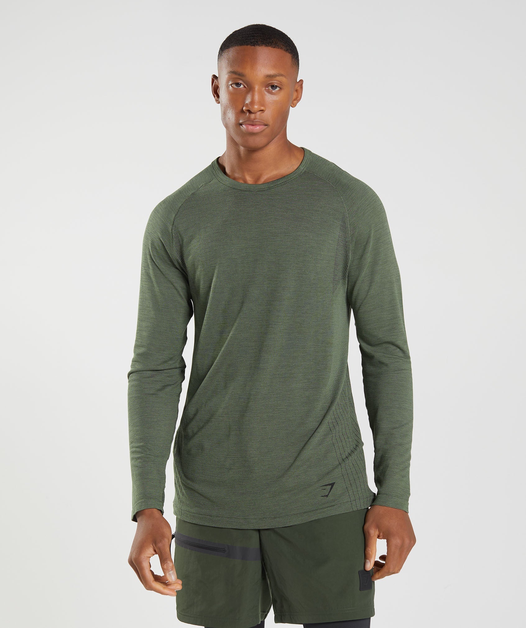 Retake Seamless Long Sleeve T-Shirt in Core Olive