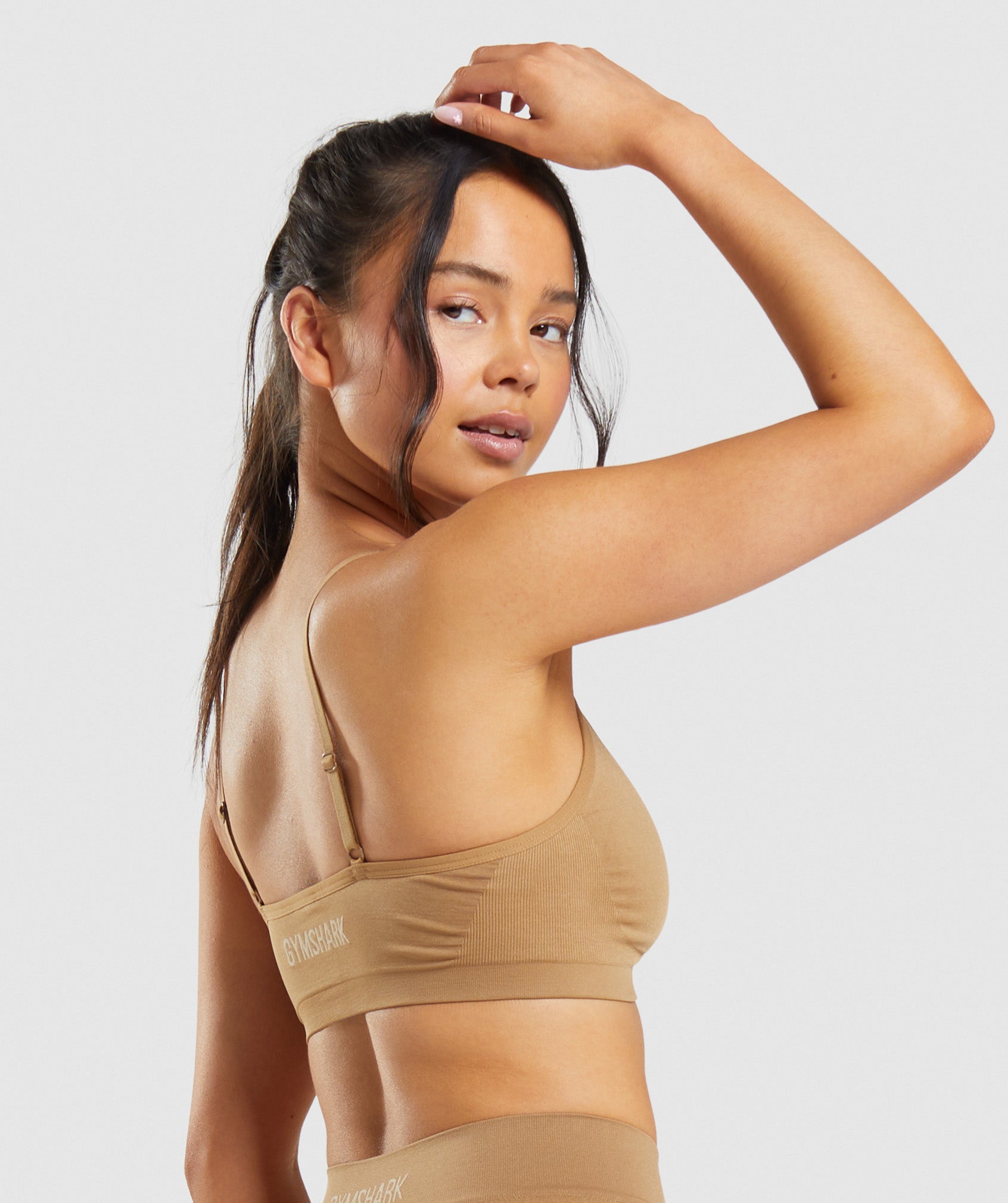 Seamless Low Neck Bralette in Golden Light Brown - view 2