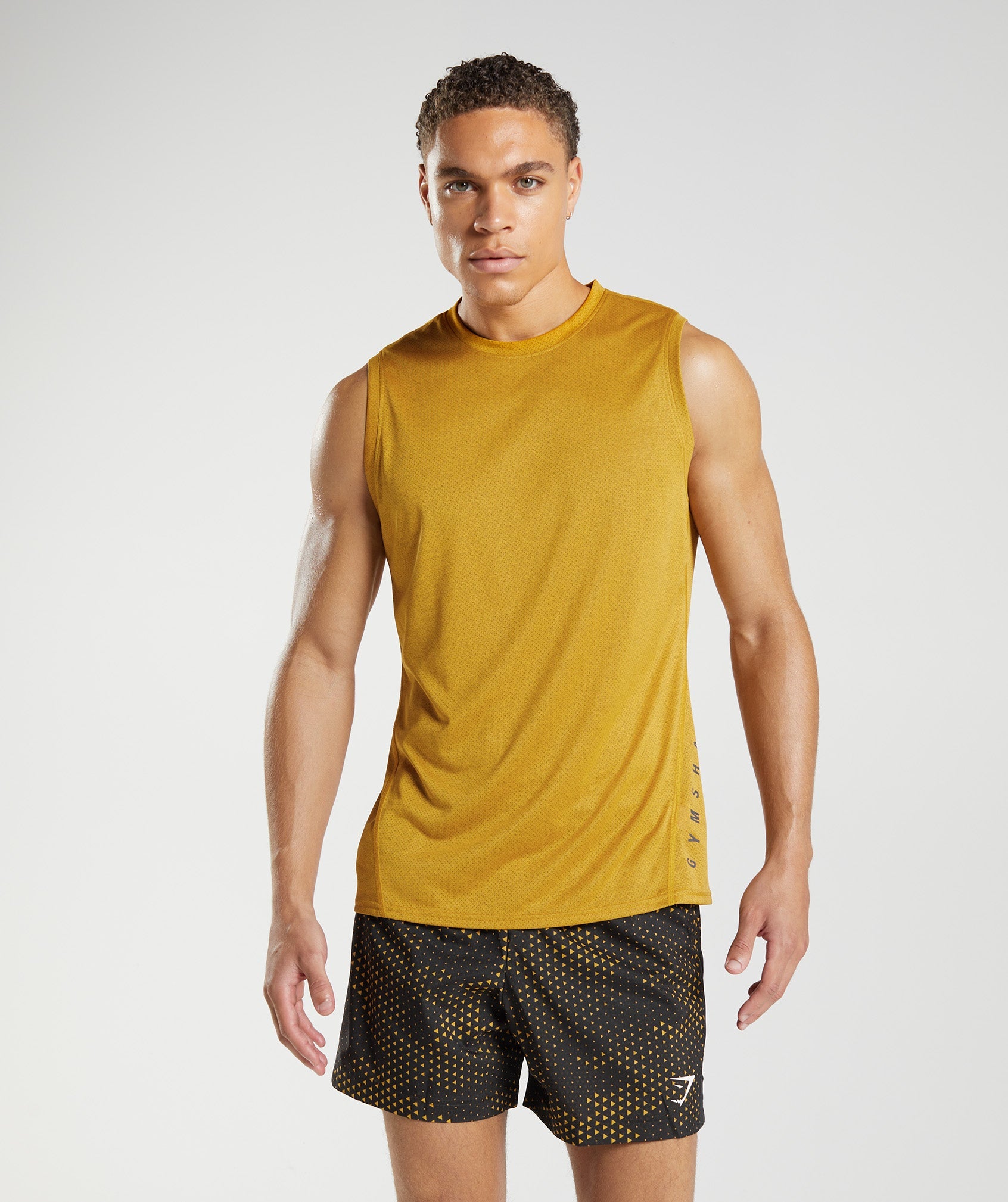 Sport Tank in Turmeric Yellow/Black Marl