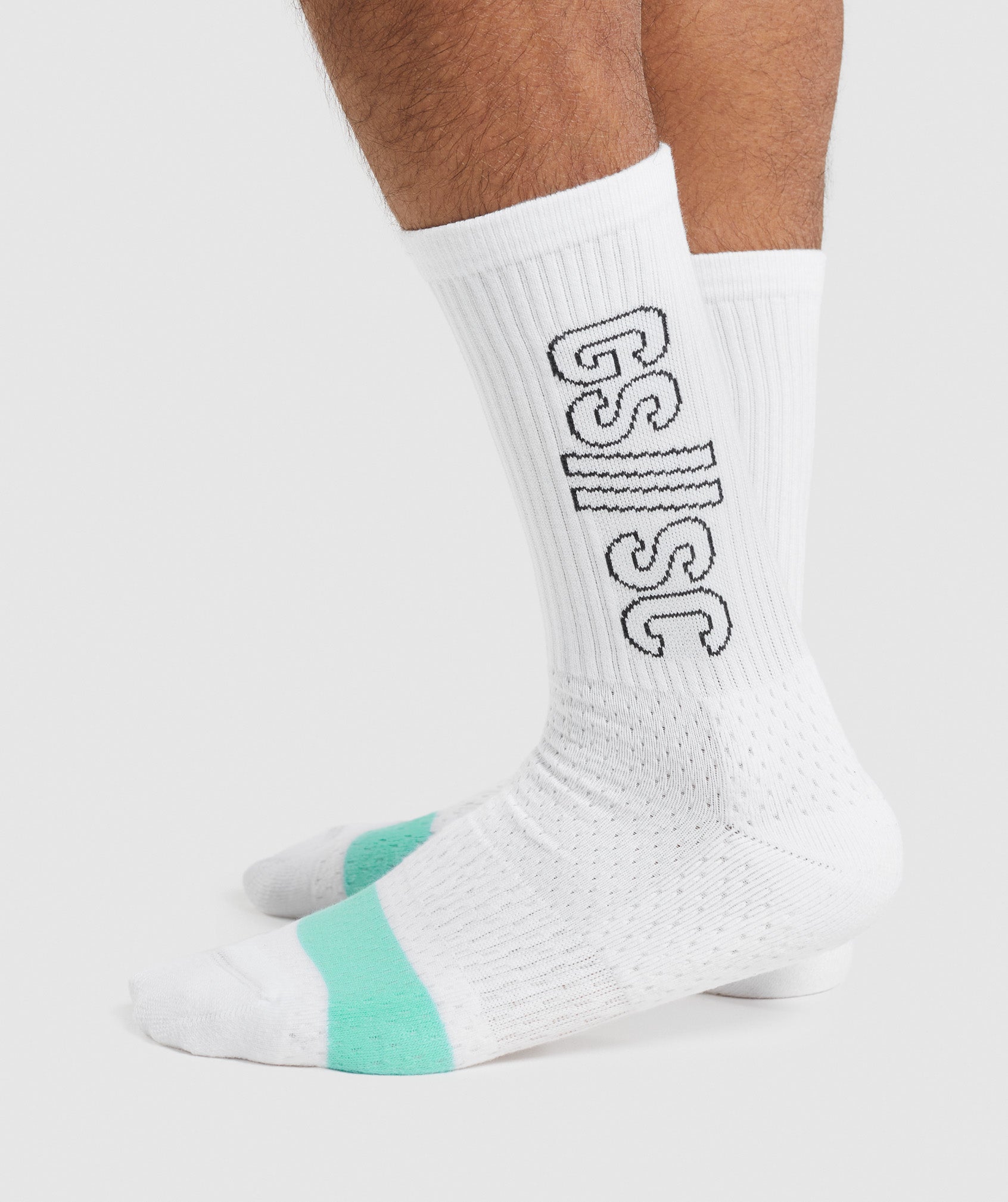 Gymshark//Steve Cook Crew Socks in White - view 3