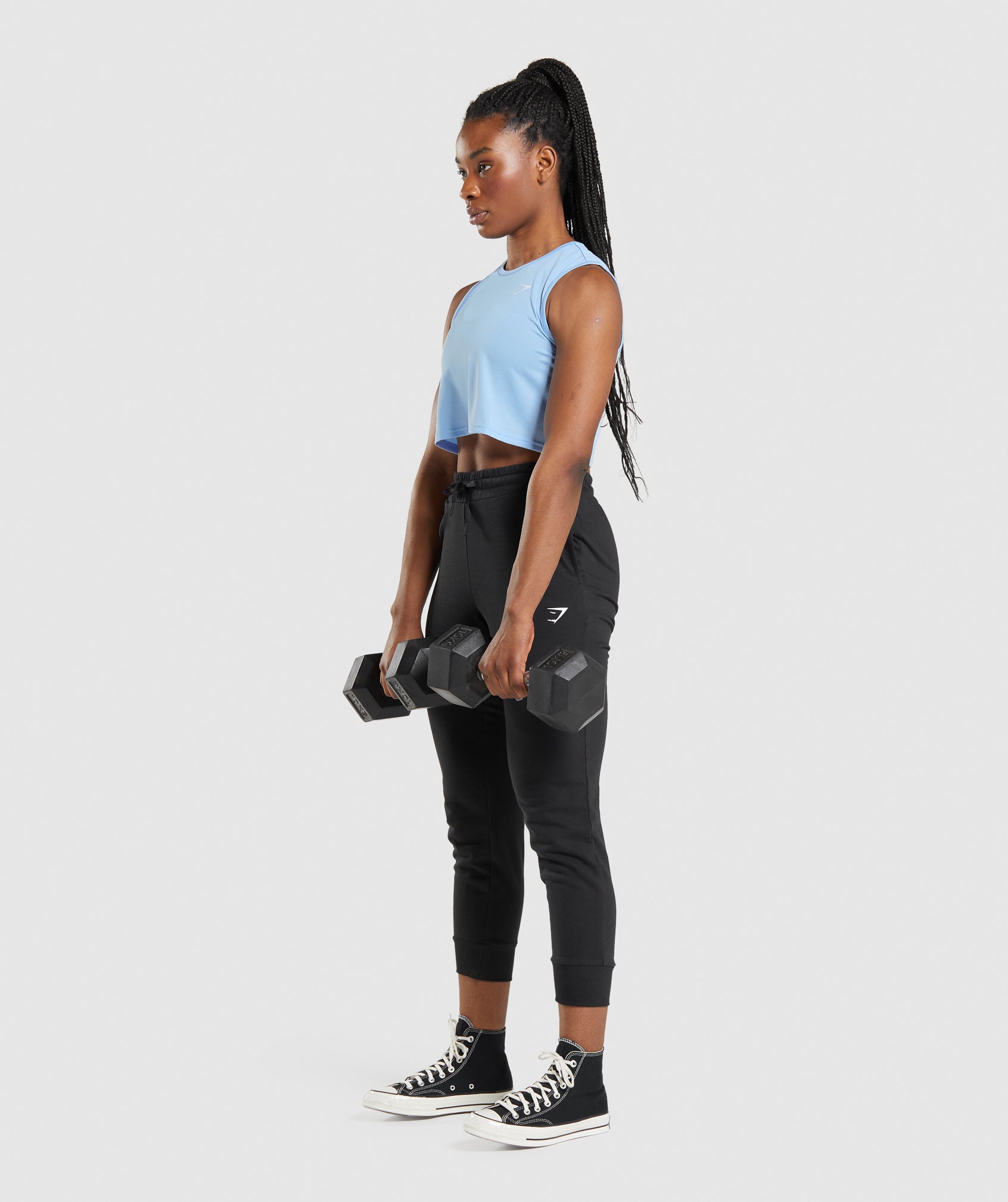 Training Crop Tank in Moonstone Blue