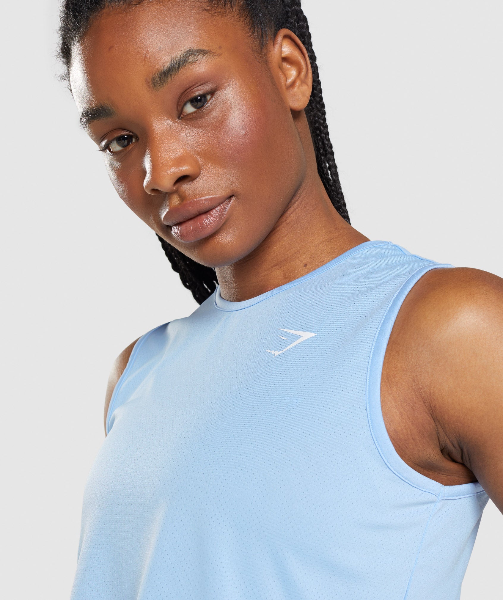 Training Crop Tank in Moonstone Blue