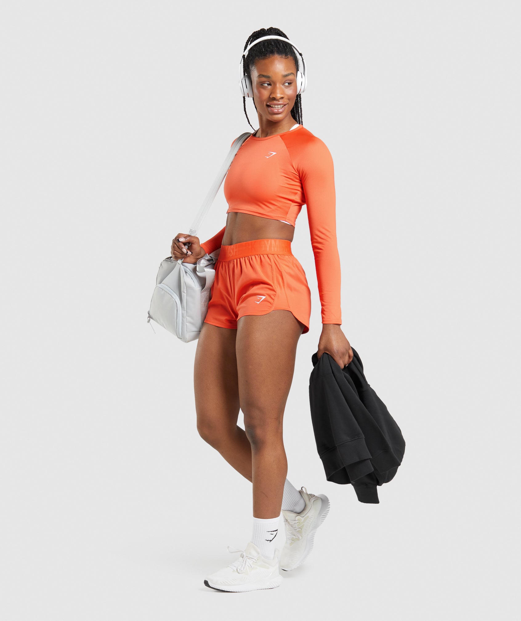 Training Long Sleeve Crop Top in Papaya Orange