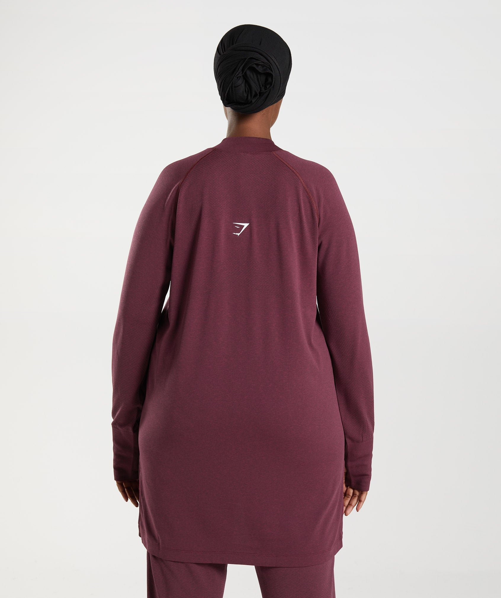 Vital Seamless Long Line Top in Baked Maroon Marl