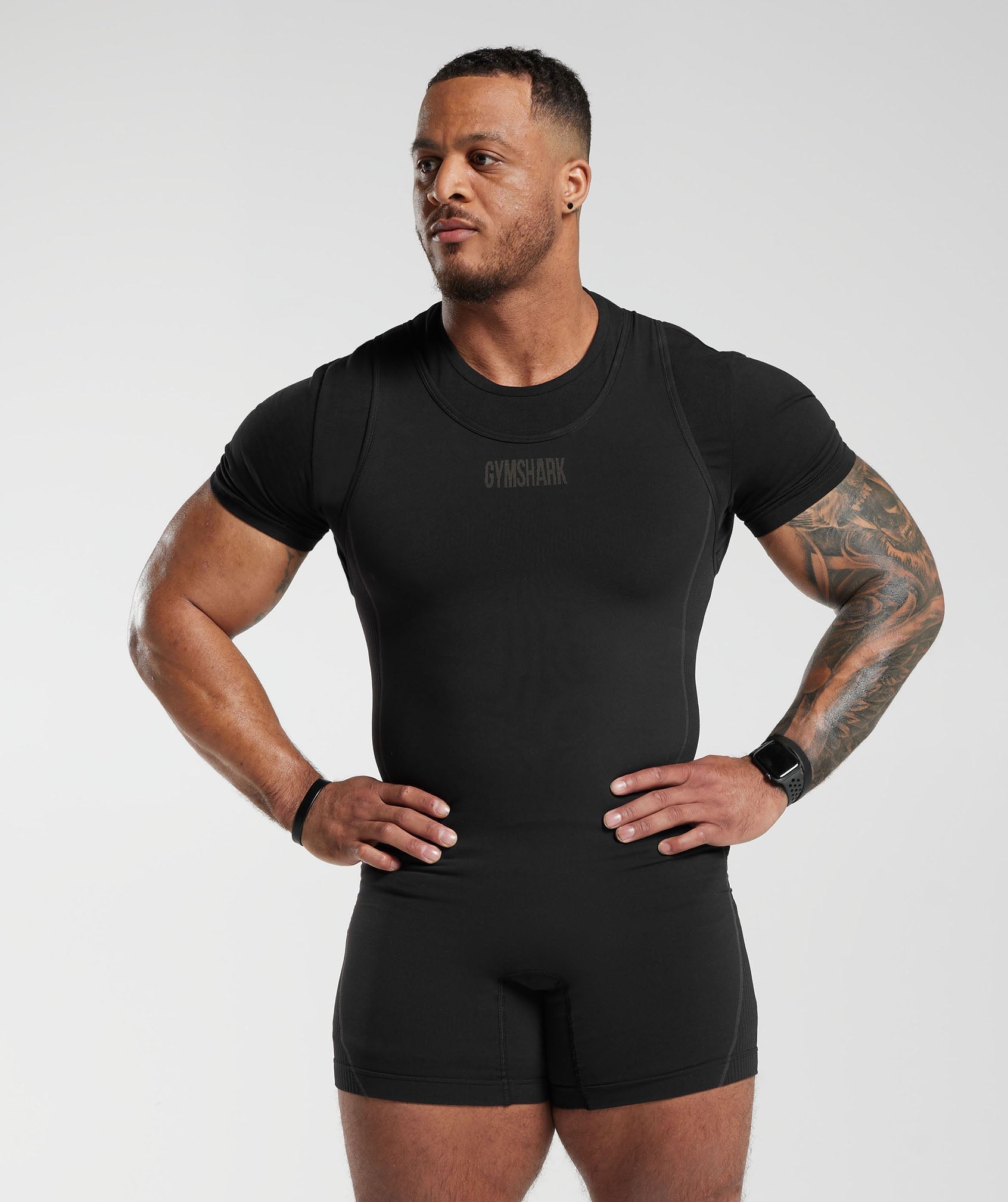 Seamless Singlet in Black/Charcoal Grey - view 5
