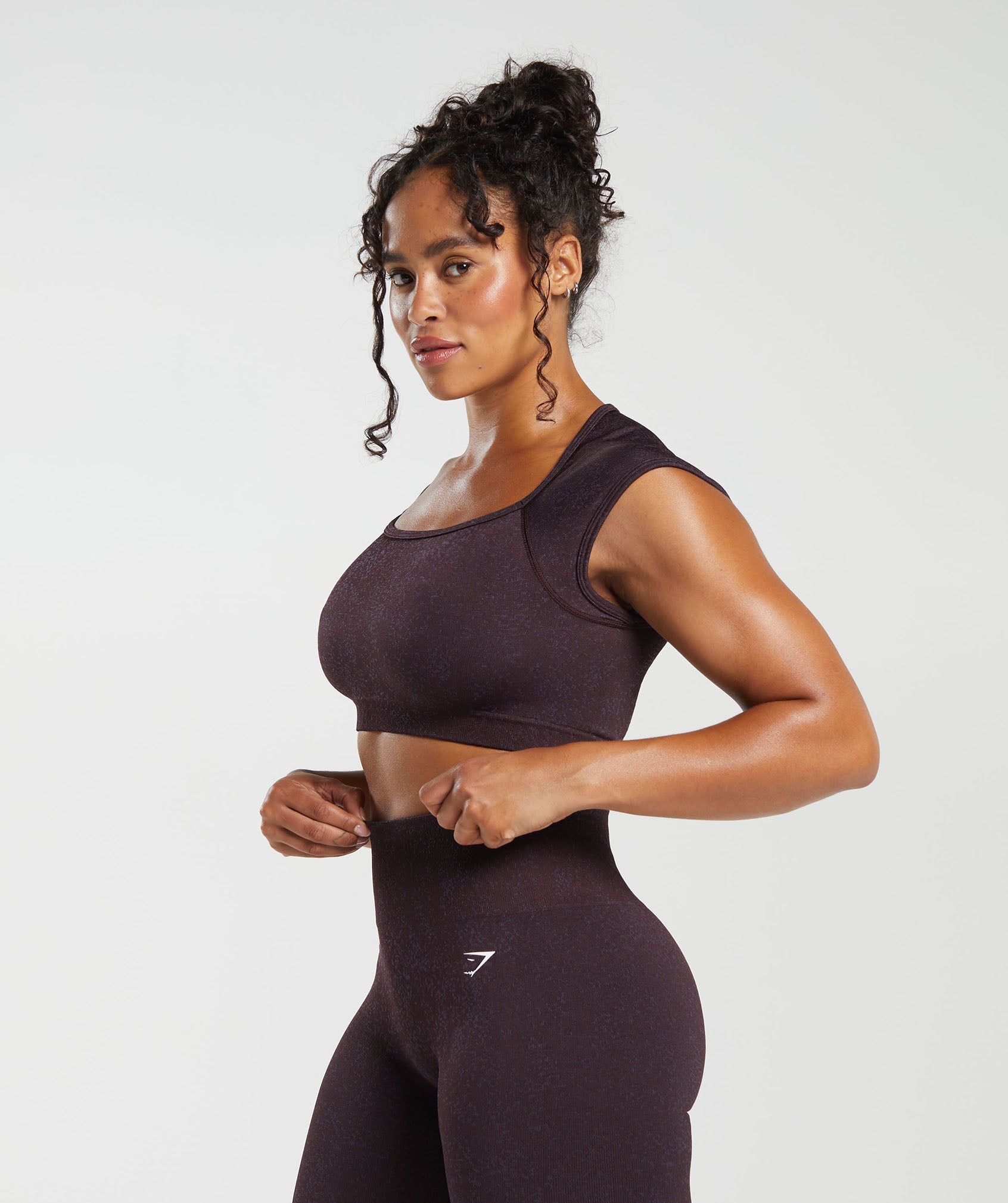 Adapt Fleck Seamless Crop Top in Plum Brown/Dewberry Purple - view 3