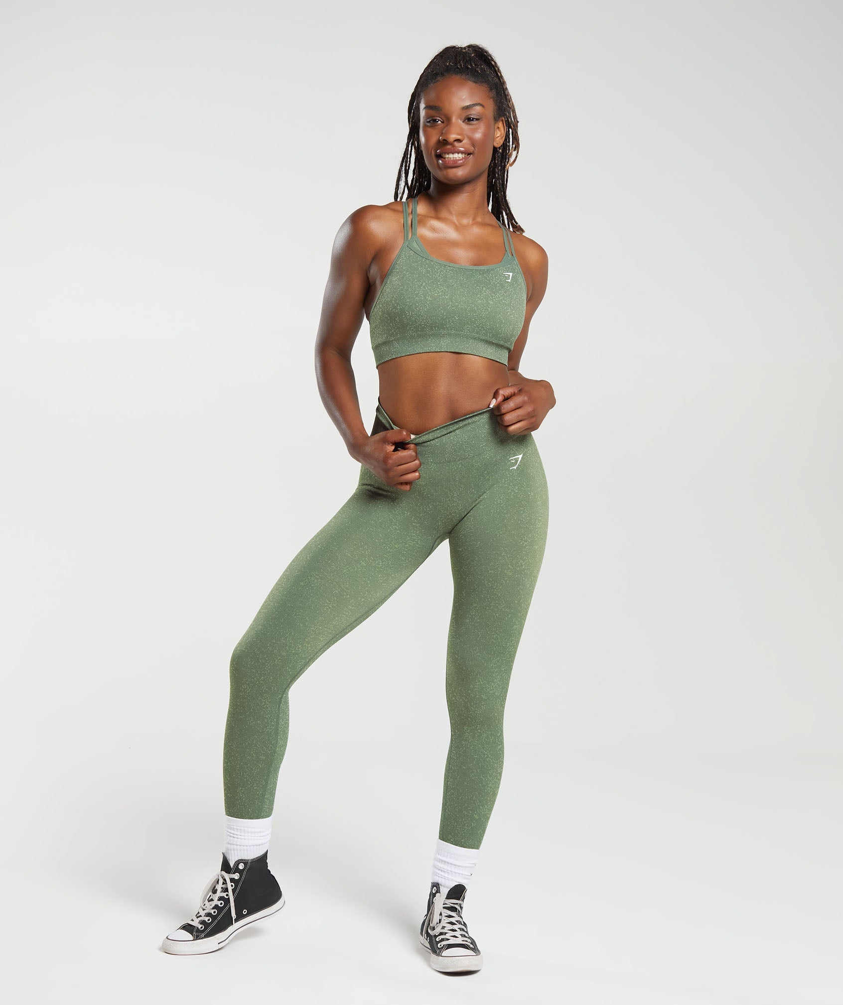 Adapt Fleck Seamless Sports Bra in Dusk Green/Light Sage Green - view 4