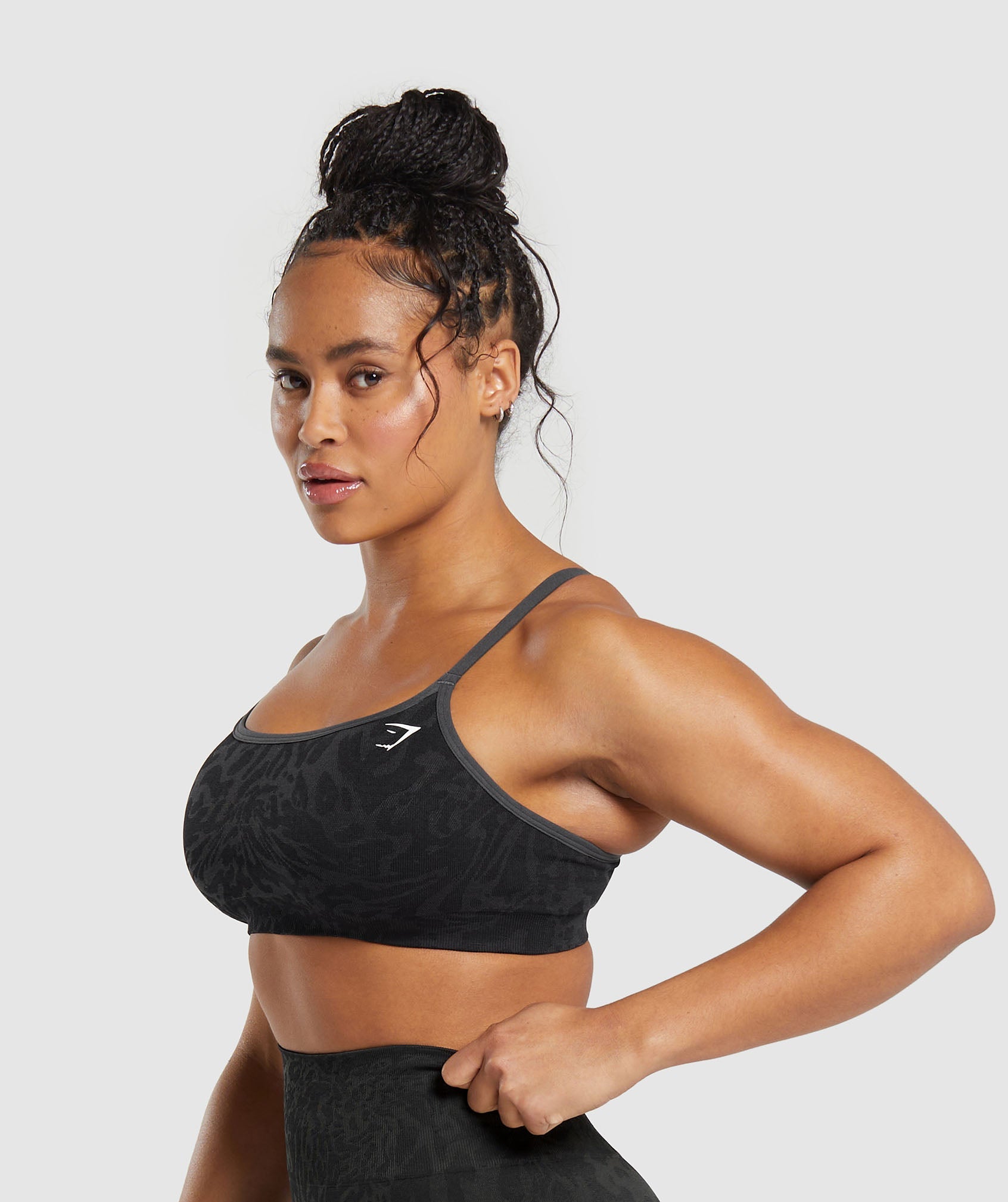 Adapt Safari Seamless Sports Bra in Black/Asphalt Grey - view 3