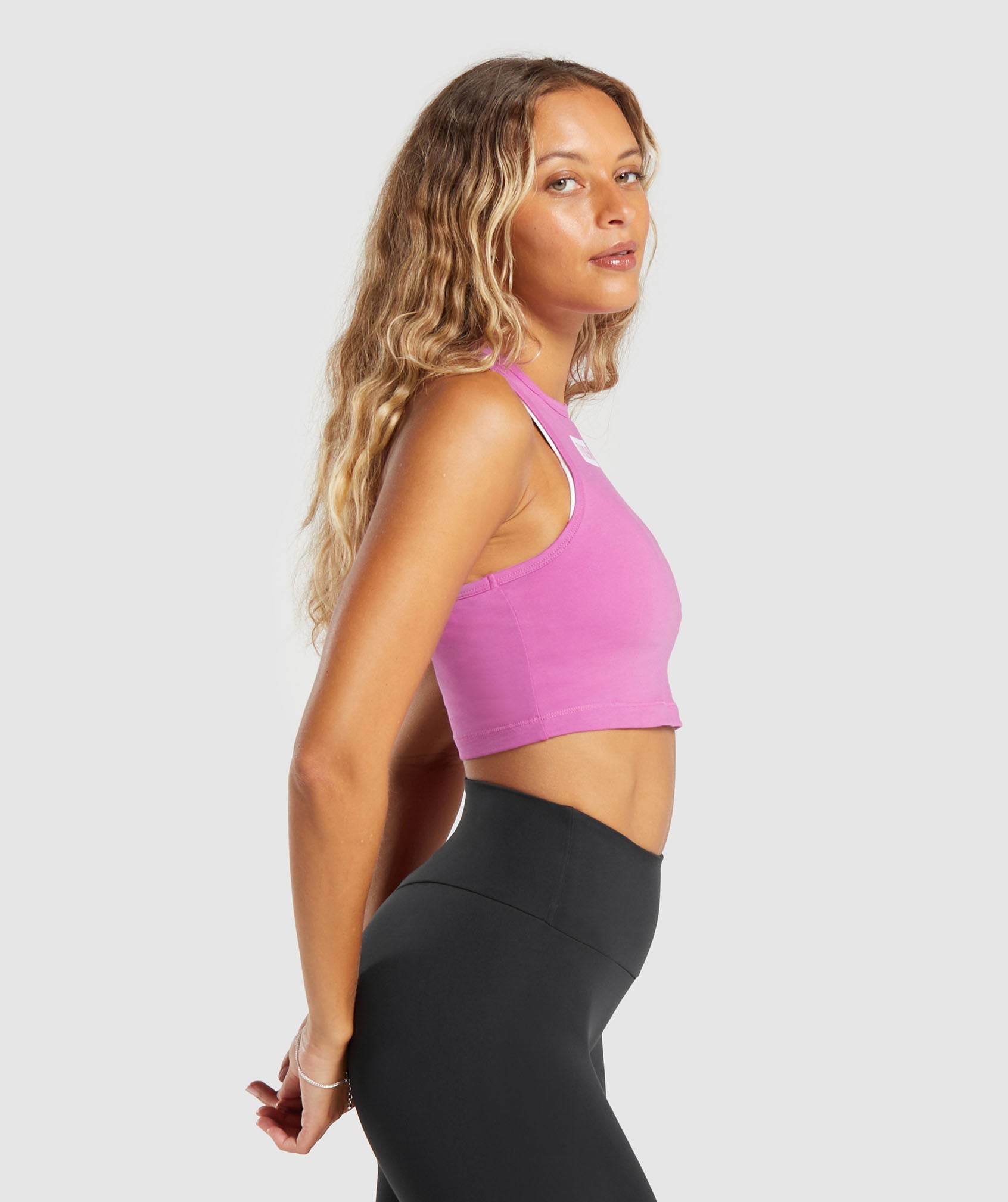 Block Crop Tank in Shelly Pink - view 3
