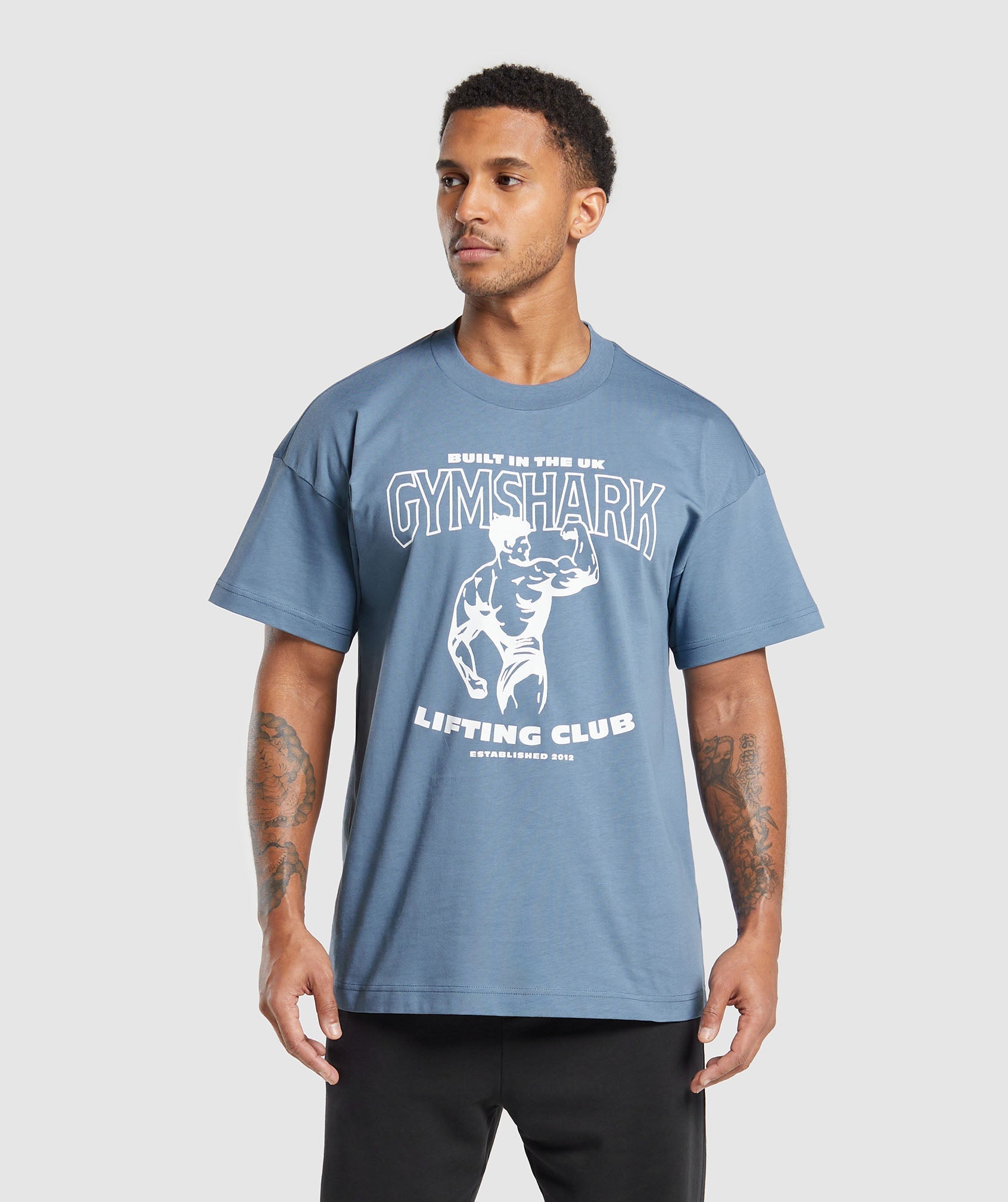 Built in the UK T-Shirt in Faded Blue - view 1
