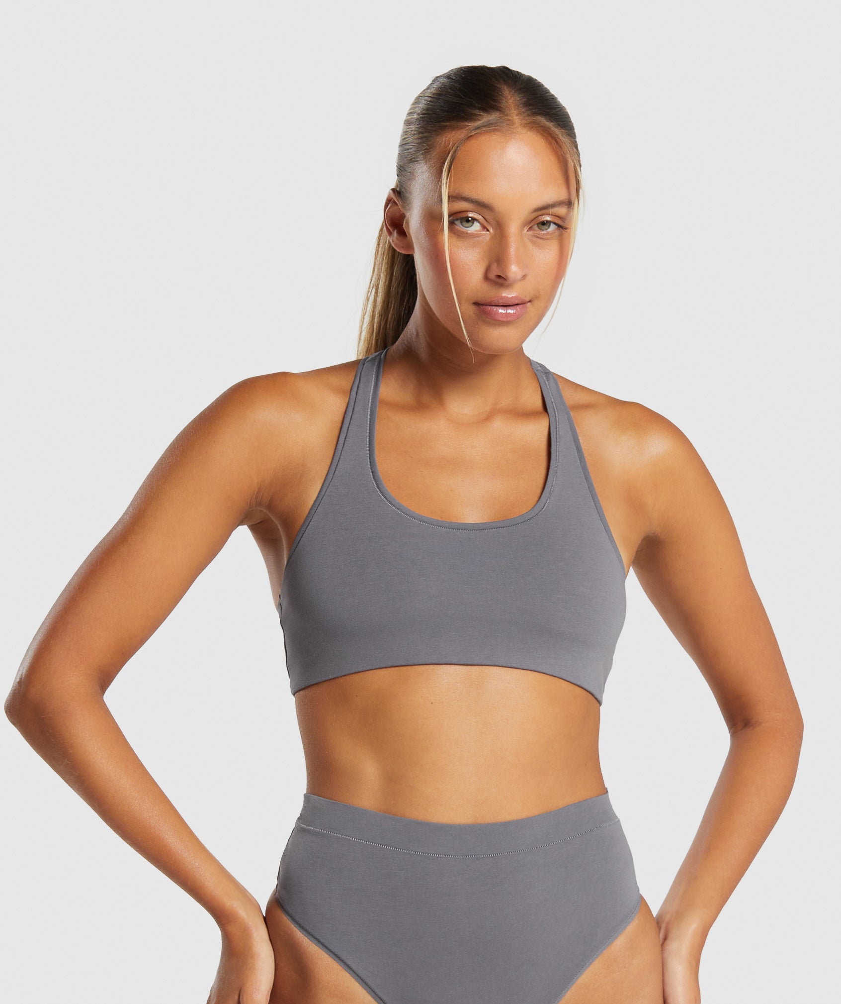 Cotton Bralette in Brushed Grey - view 1